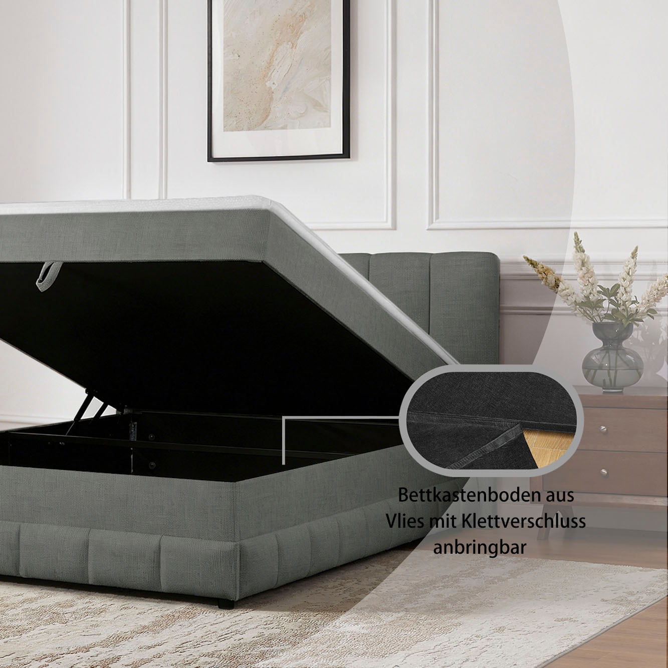 OTTO home Boxbett »Likely inkl. Bettkasten, Liegefläche 180x200 cm, in Boxspring-Optik« inkl. Topper & Aufbauvideo, erhältlich in verschiedenen Farben