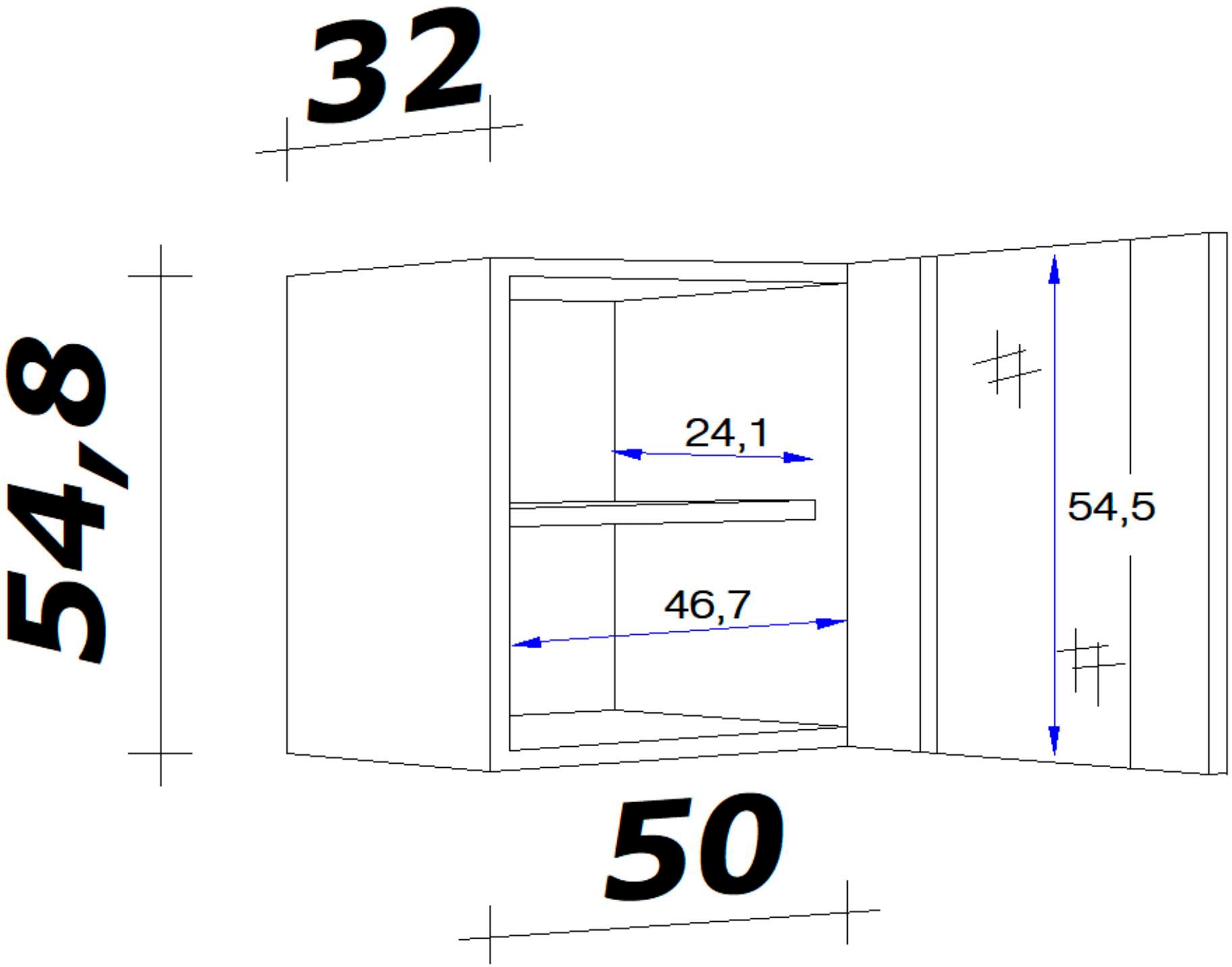 Flex-Well Glashängeschrank T) Stollenglastüren 50 H »Wito«, x x x 32 bequem cm, x bestellen mit 54,8 (B