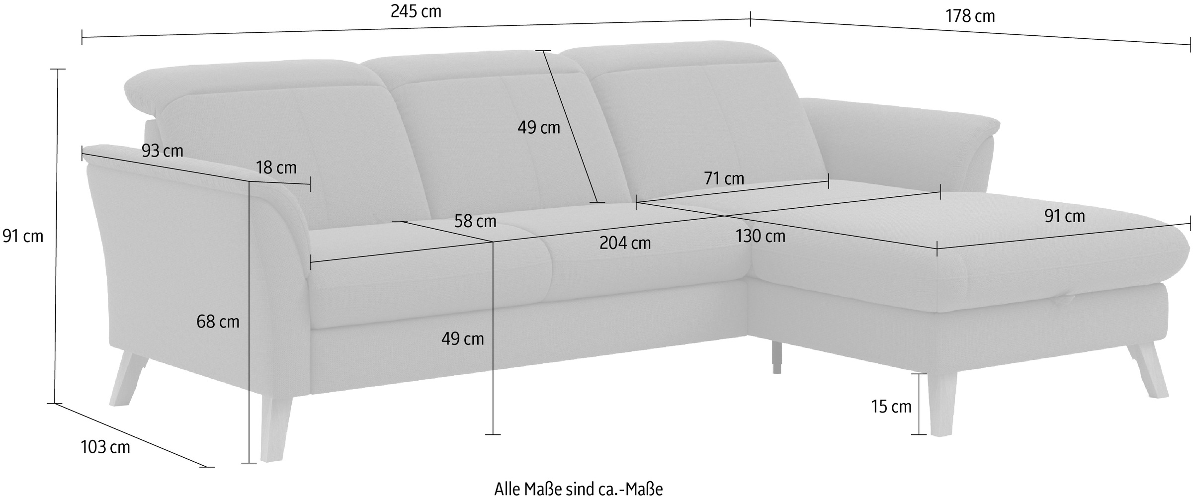 sit&more Ecksofa »Romero L-Form«, wahlweise mit oder ohne Relax-Funktion, Bettfunktion, Bettkasten