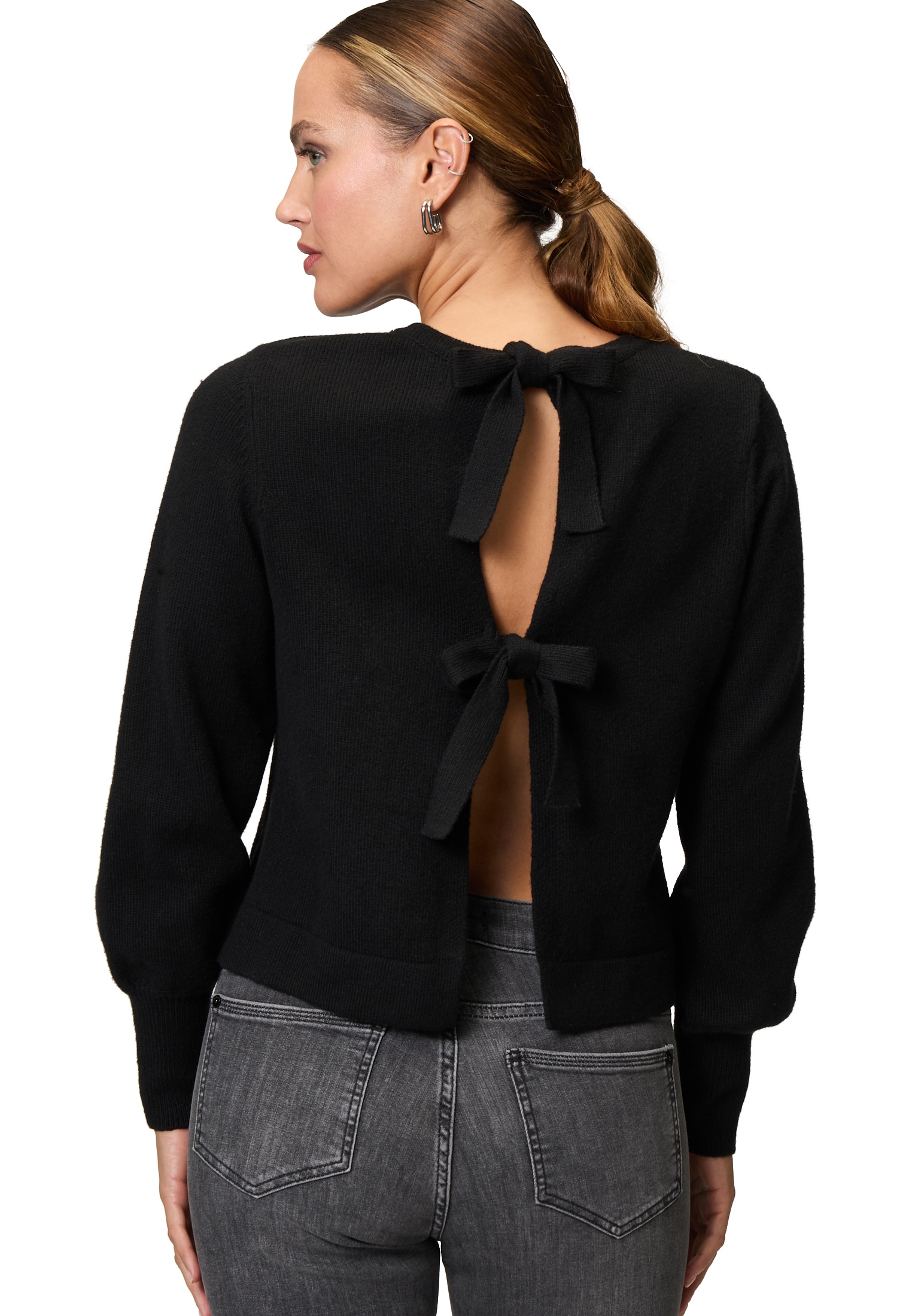 Zero Rundhalspullover »Pullover mit Schleifen«