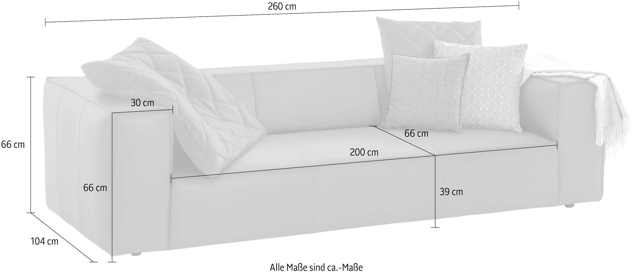 W.SCHILLIG 3-Sitzer »around-the-block«, mit eleganter Biese, mit Federkern