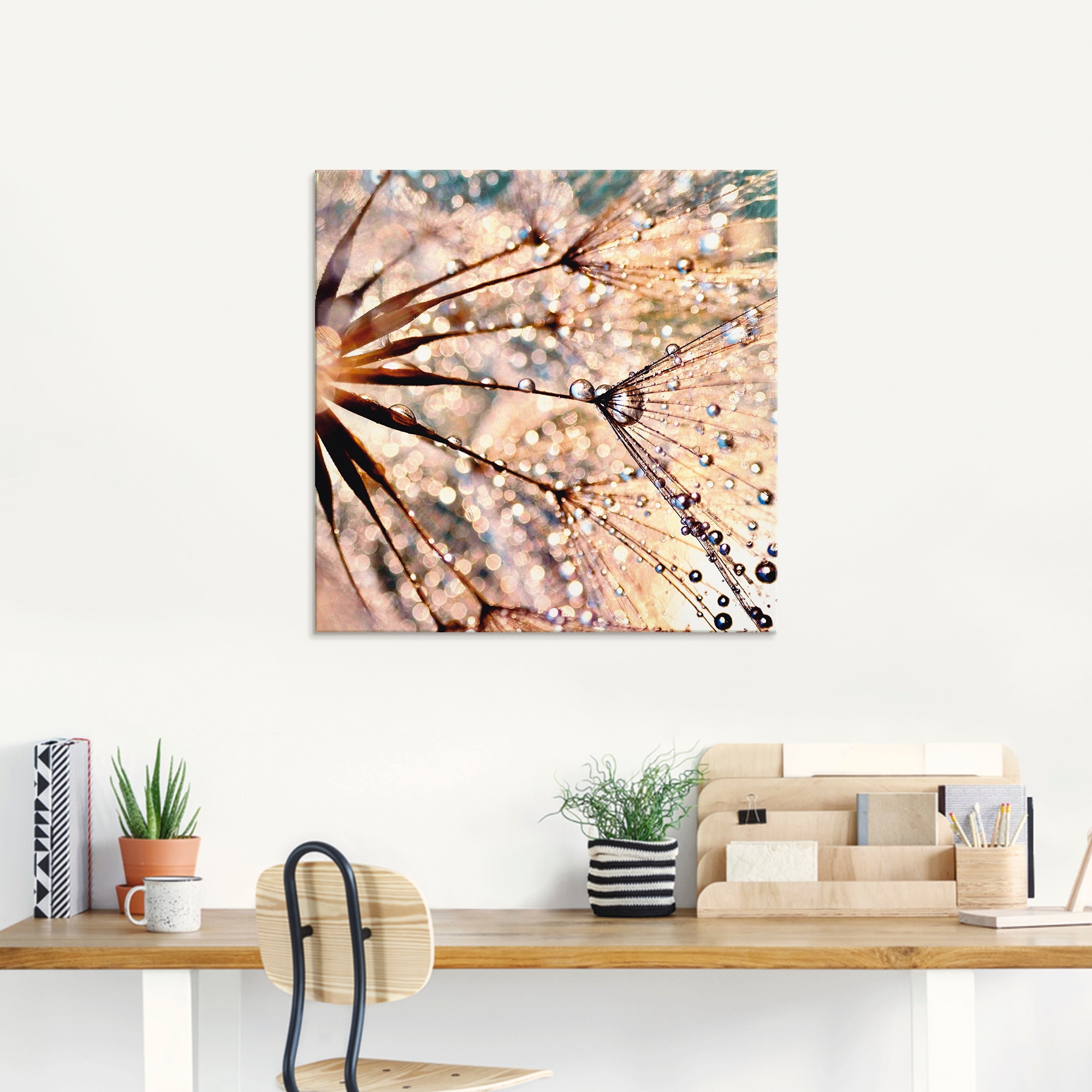 Artland Glasbild »Pusteblume - Kisses from rain«, Blumen, (1 St.), in verschiedenen Größen