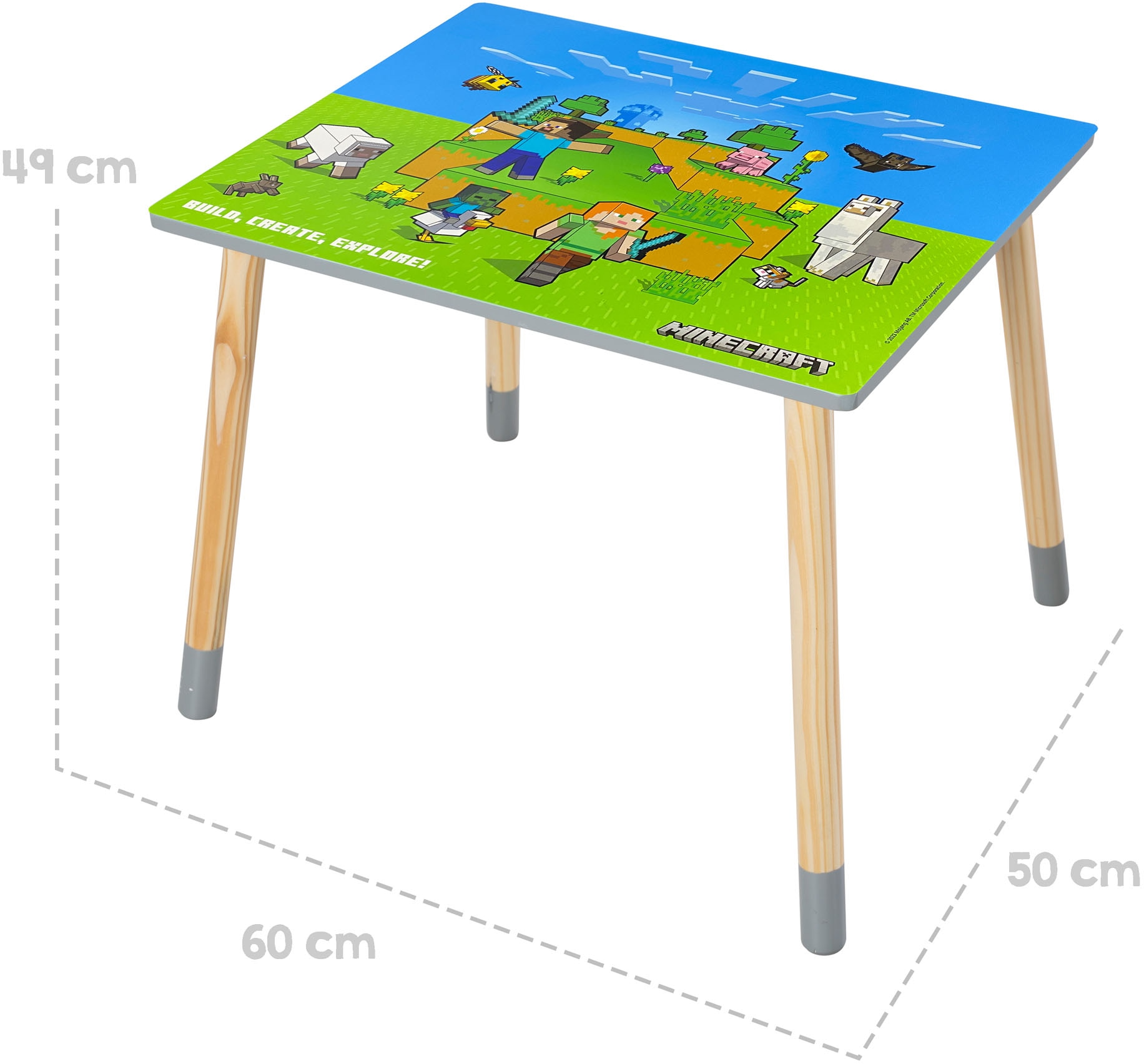 Phoenix Kindersitzgruppe »Minecraft Sitzgruppe« 3 tlg. tlg. Set Tisch mit 2 Stühlen
