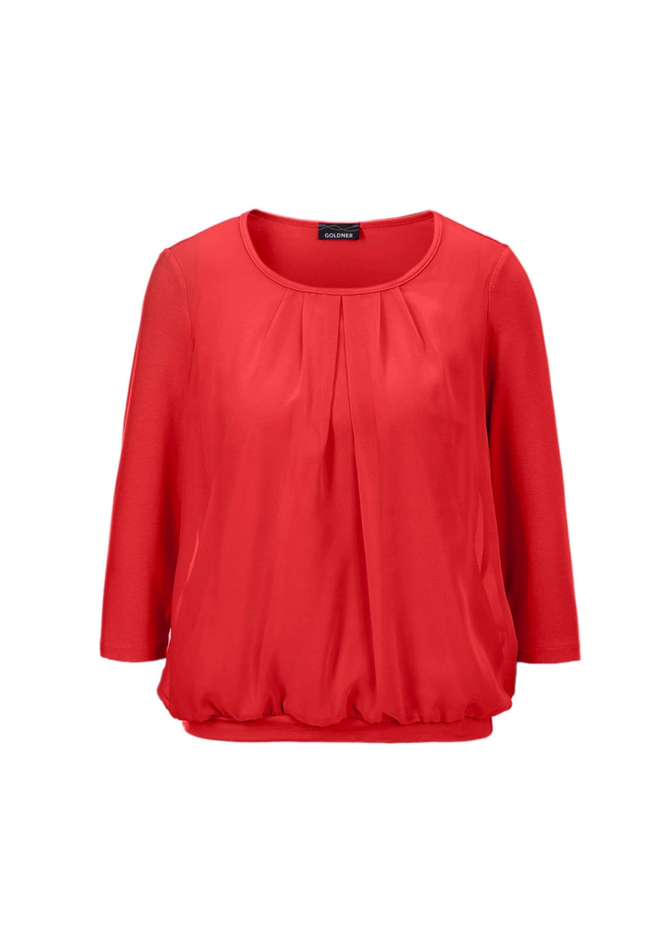 GOLDNER Kurzarmbluse »Chiffon-Shirt mit 3/4-Arm, Rundhals« keine/nicht relevant