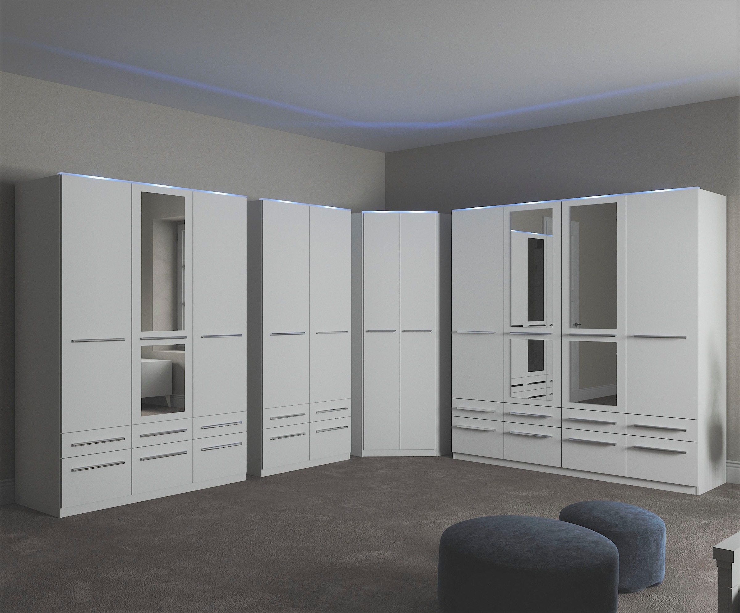 priess Kleiderschrank »Schrank Garderobe Wäscheschrank Barcelona in 5 Breiten«, viel Stauraum, geräumige Schubkästen, mit Spiegel, MADE IN GERMANY