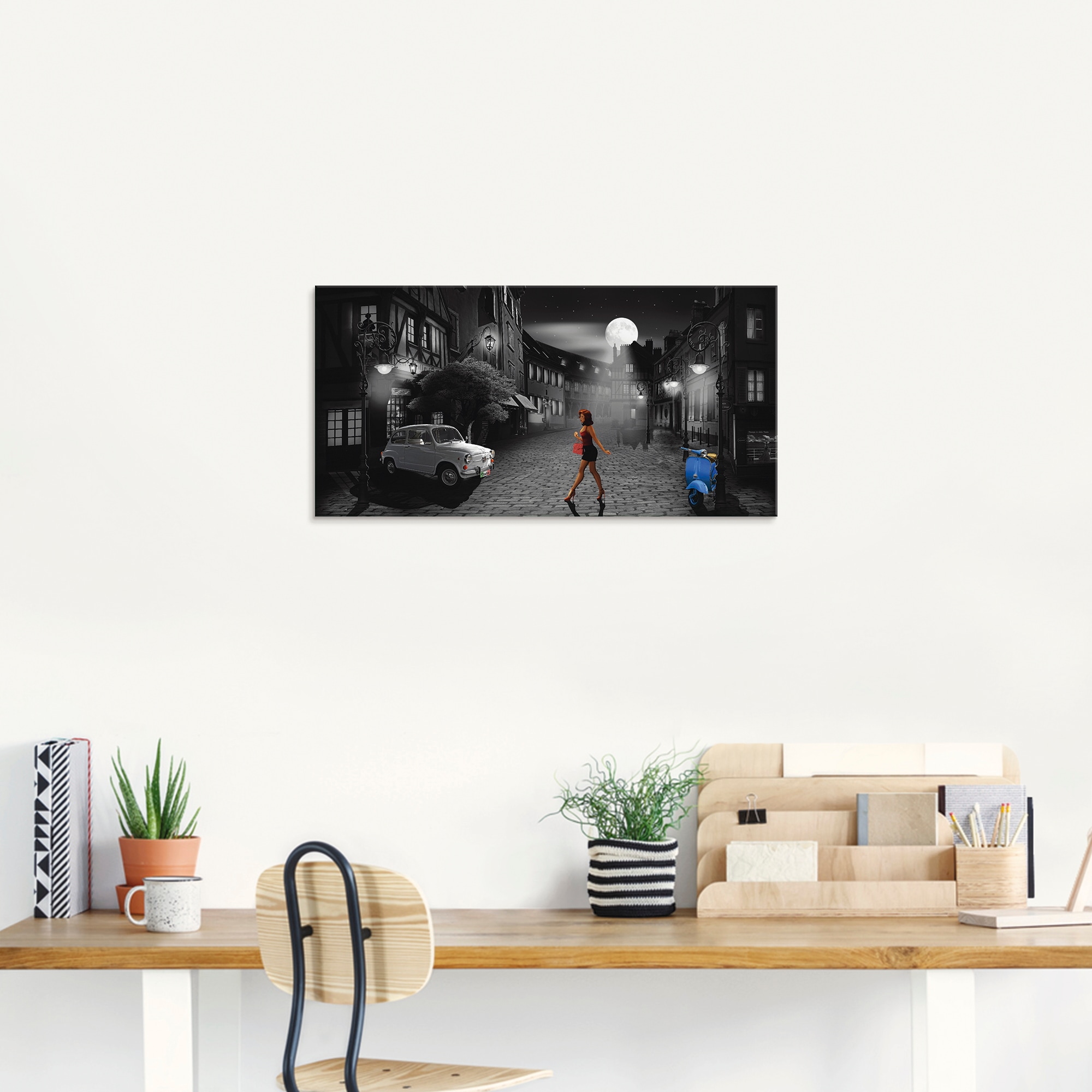 Artland Glasbild »Feierabend in bella Italia«, Frau, (1 St.), in verschiedenen Größen