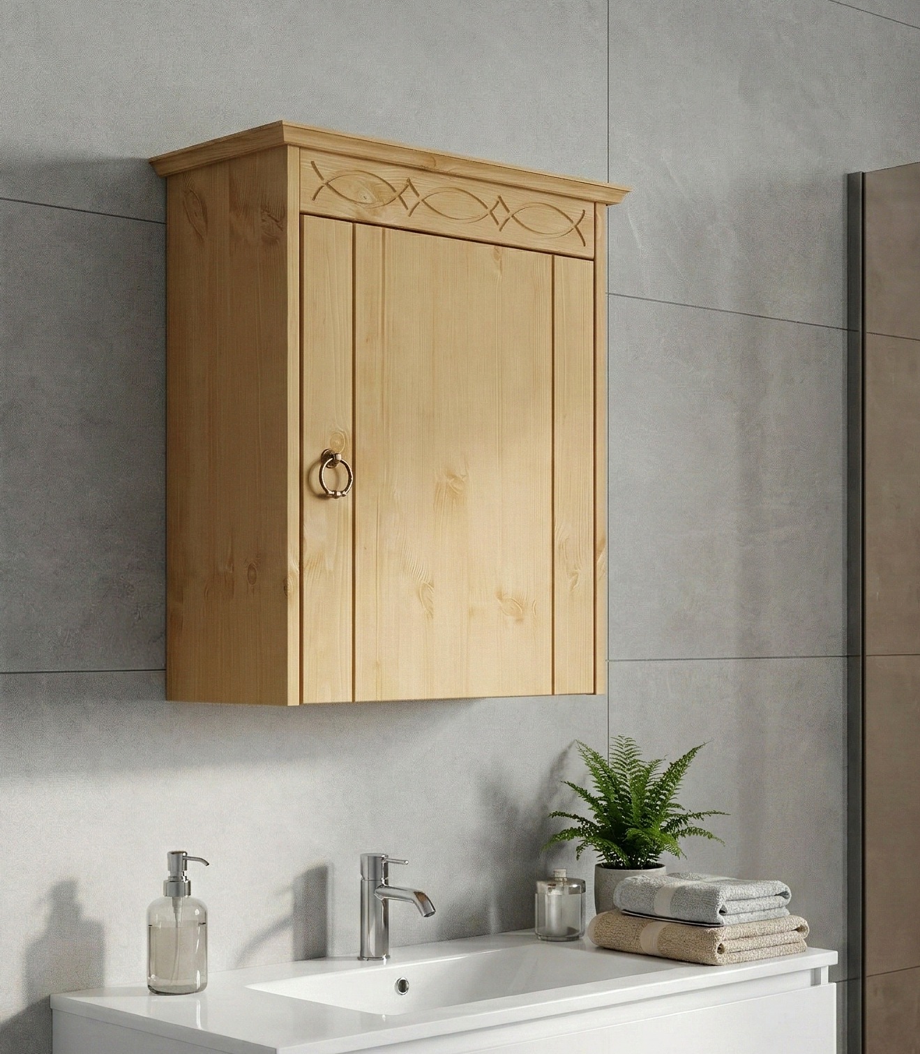 OTTO home Hängeschrank »Indra, Badschrank, Badmöbel, Badezimmerschrank« B/T/H: 46/32/52 cm,  aus massiver Kiefer, FSC®-zertifiziert
