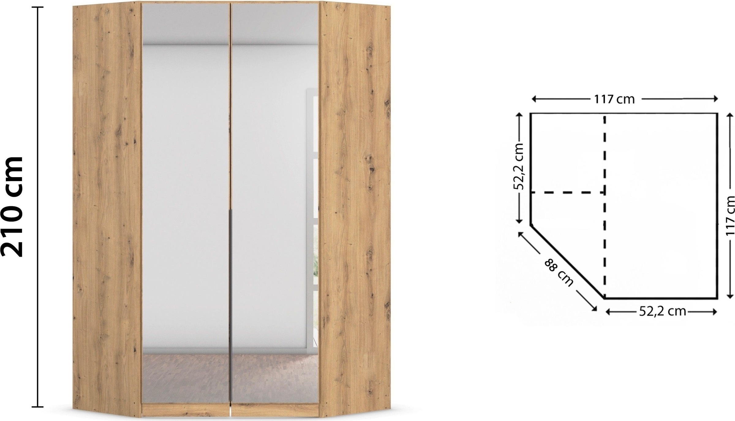 rauch Eckkleiderschrank »Kleiderschrank Schrank Ankleidezimmer Schlafzimmer Garderobe AGORDO«, (in zwei Griff-Farben), mit Spiegeltüren, voll ausgestattet mit viel Stauraum MADE IN GERMANY