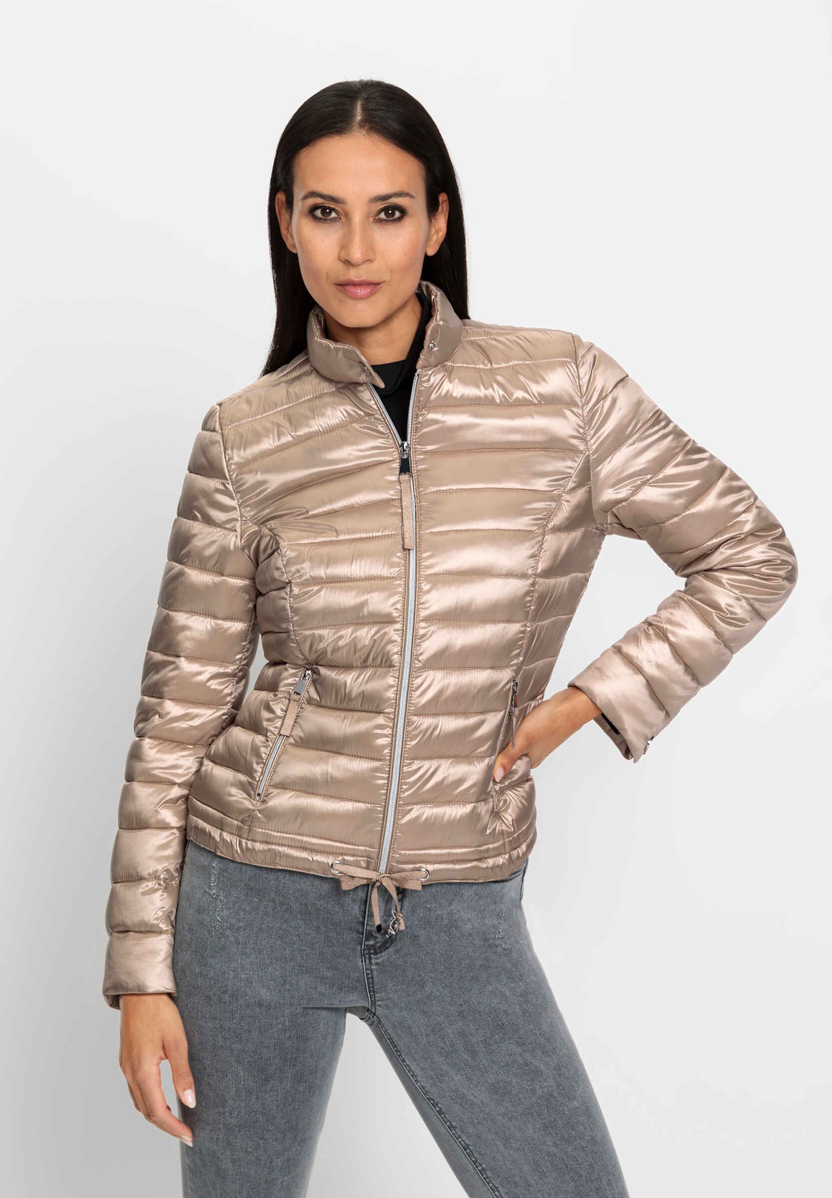 heine Steppjacke »Steppjacke Outdoorjacke mit verstellbarem Bindeband am Saum« ohne Kapuze