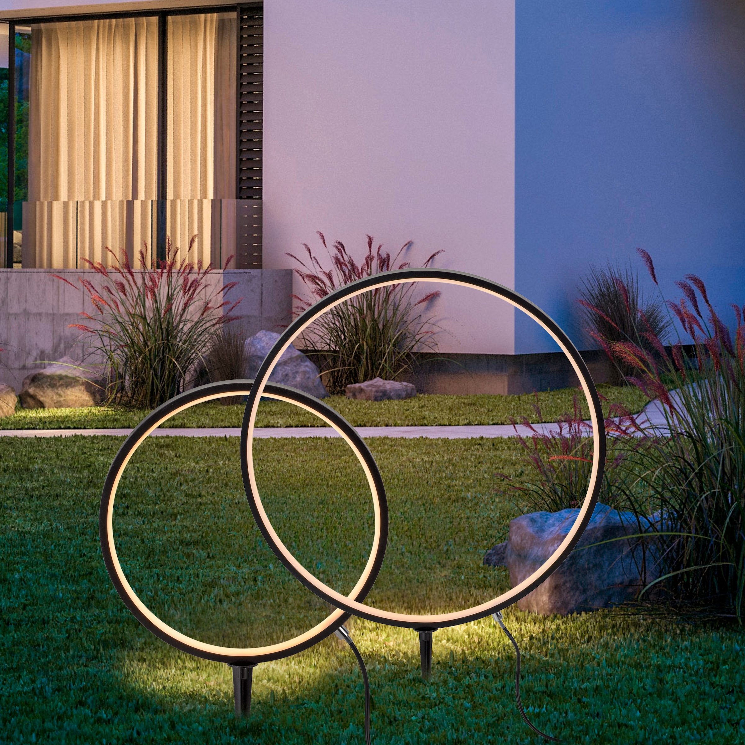 JUST LIGHT Gartenleuchte »ZIRKULU Set« LED-Board 2 Stk. Warmweiß LED l IP65