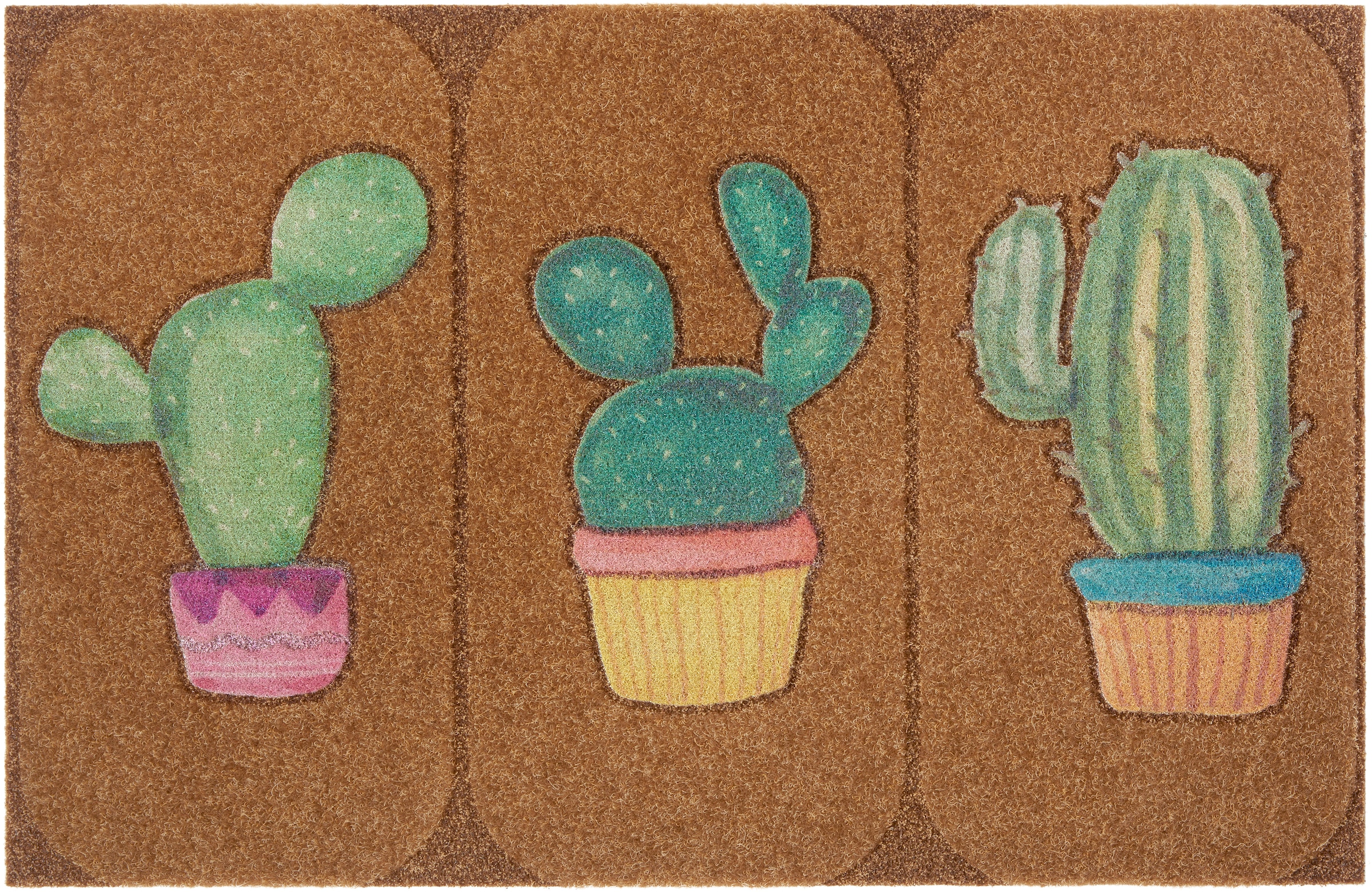 my home Fußmatte »Kaktus«, rechteckig, Kokos-Look, Robust, Pflegeleicht, Rutschfest, Farbenfroh, Schmutzfang