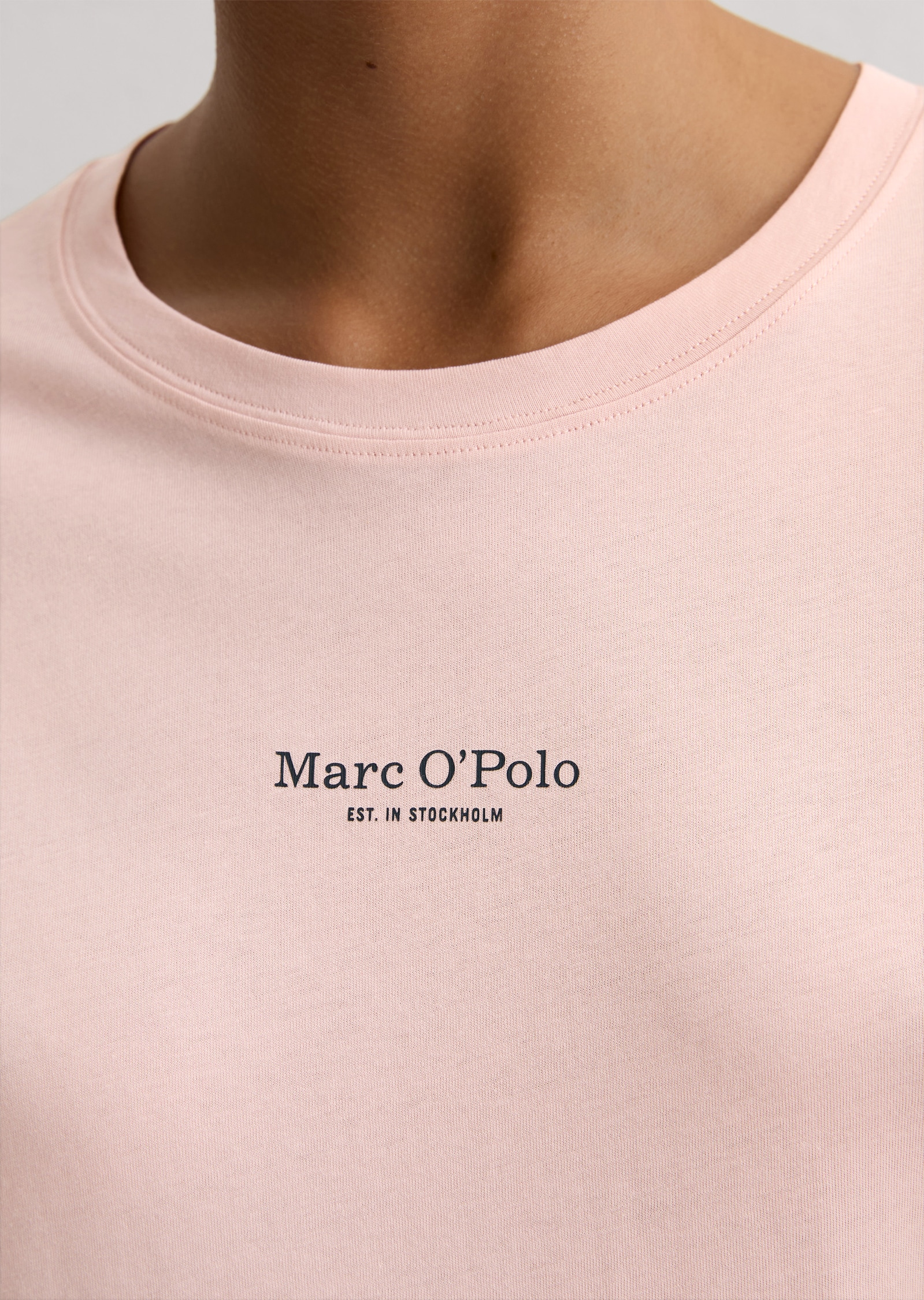 Marc O'Polo Kurzarmshirt »Mix N Match Cotton« Kurzarm, Rundhals-Ausschnitt, Baumwolle, Slim Fit, Logo-Print