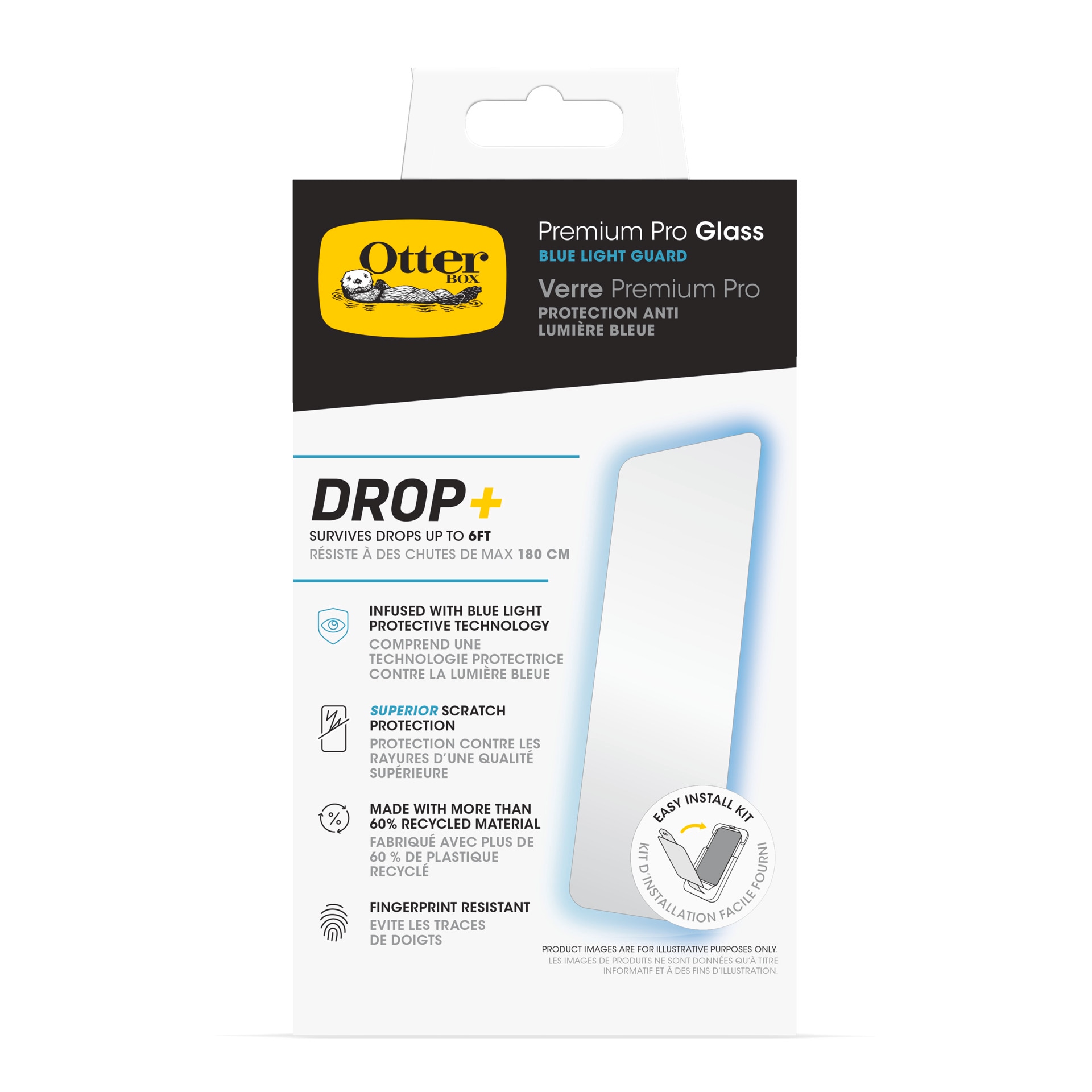 Otterbox Displayschutzglas »Premium Pro Glass Blue Light Guard«, für Apple iPhone 16, Displayschutzfolie, Schutzfolie, Bildschirmschutz, kratz- & stoßfest