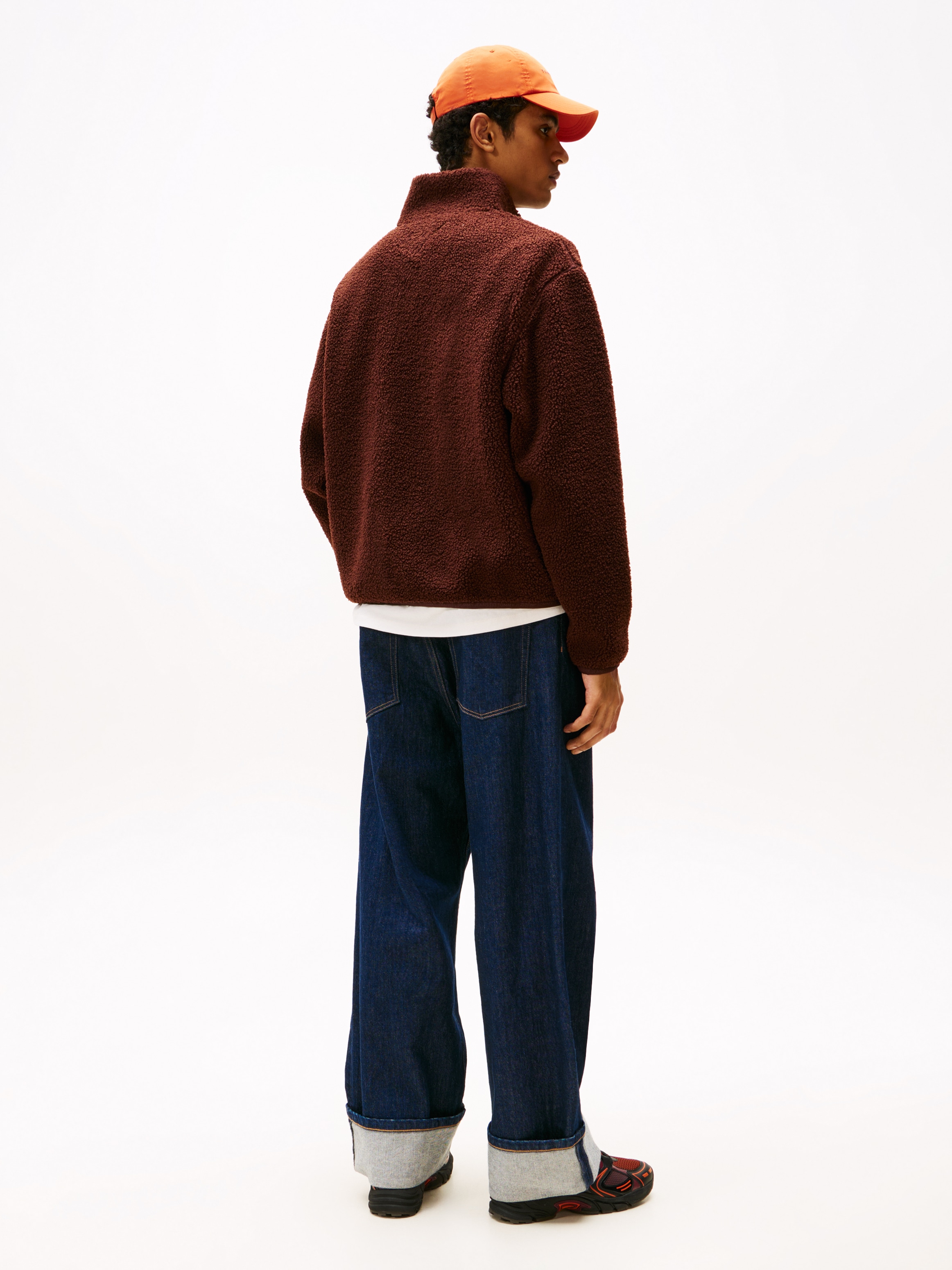 Tommy Jeans Sweatjacke »BADGE TEDDY«, Relaxed fit, Teddy-Fleece, Stehkragen
