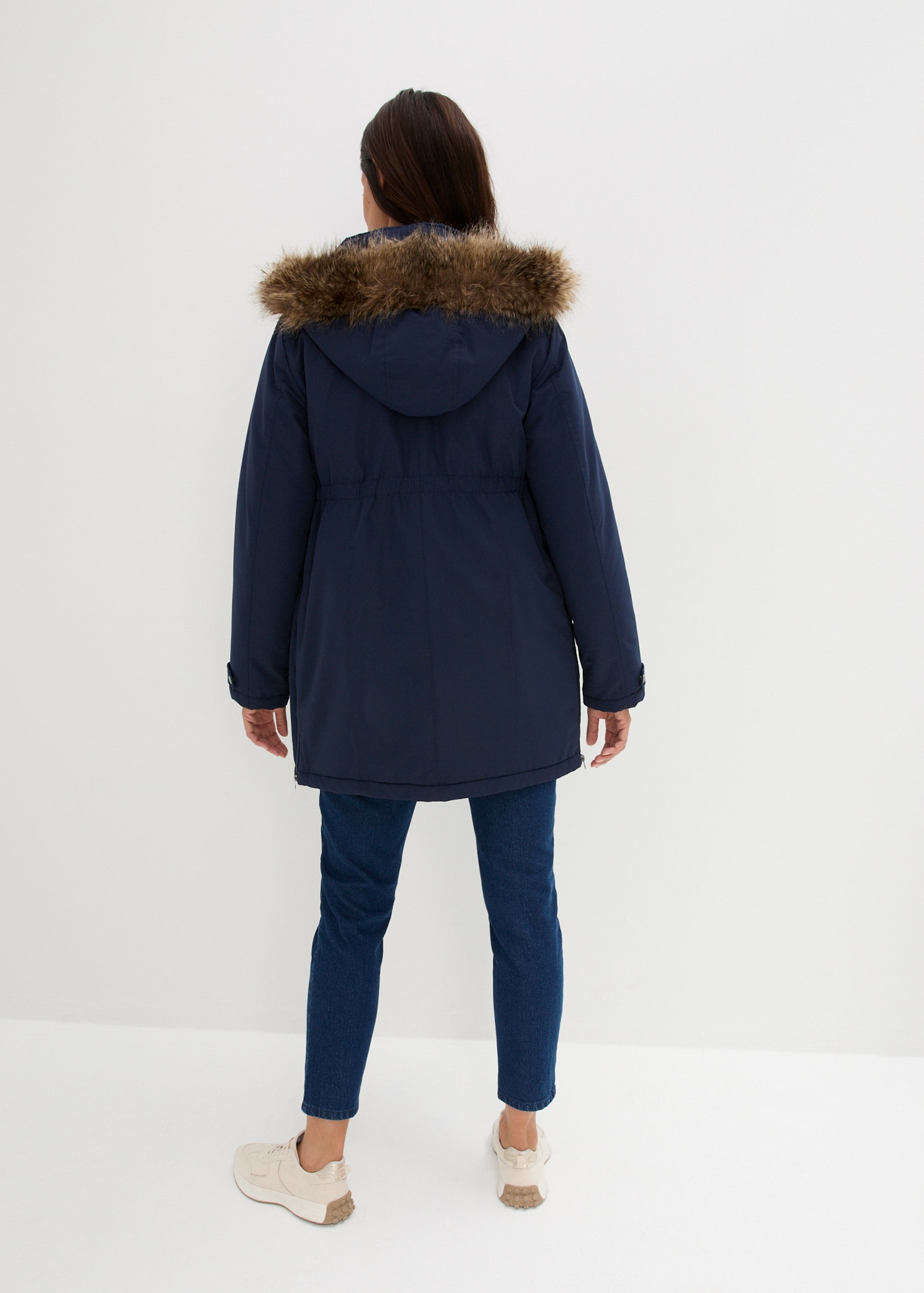 bonprix Umstandsjacke mit Kapuze mit elastischem Gummizug, seitlicher Erweiterung durch Reißverschlüsse