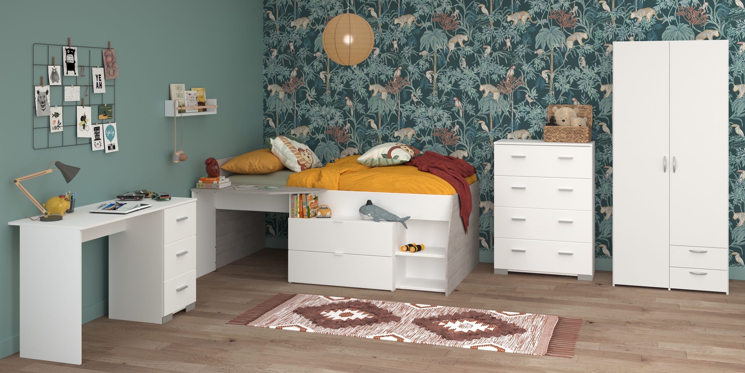 Parisot Jugendzimmer-Set »Parisot, Milky 11«, (5 tlg.), viel Stauraum, komplettes Zimmer, für Jungen und Mädchen