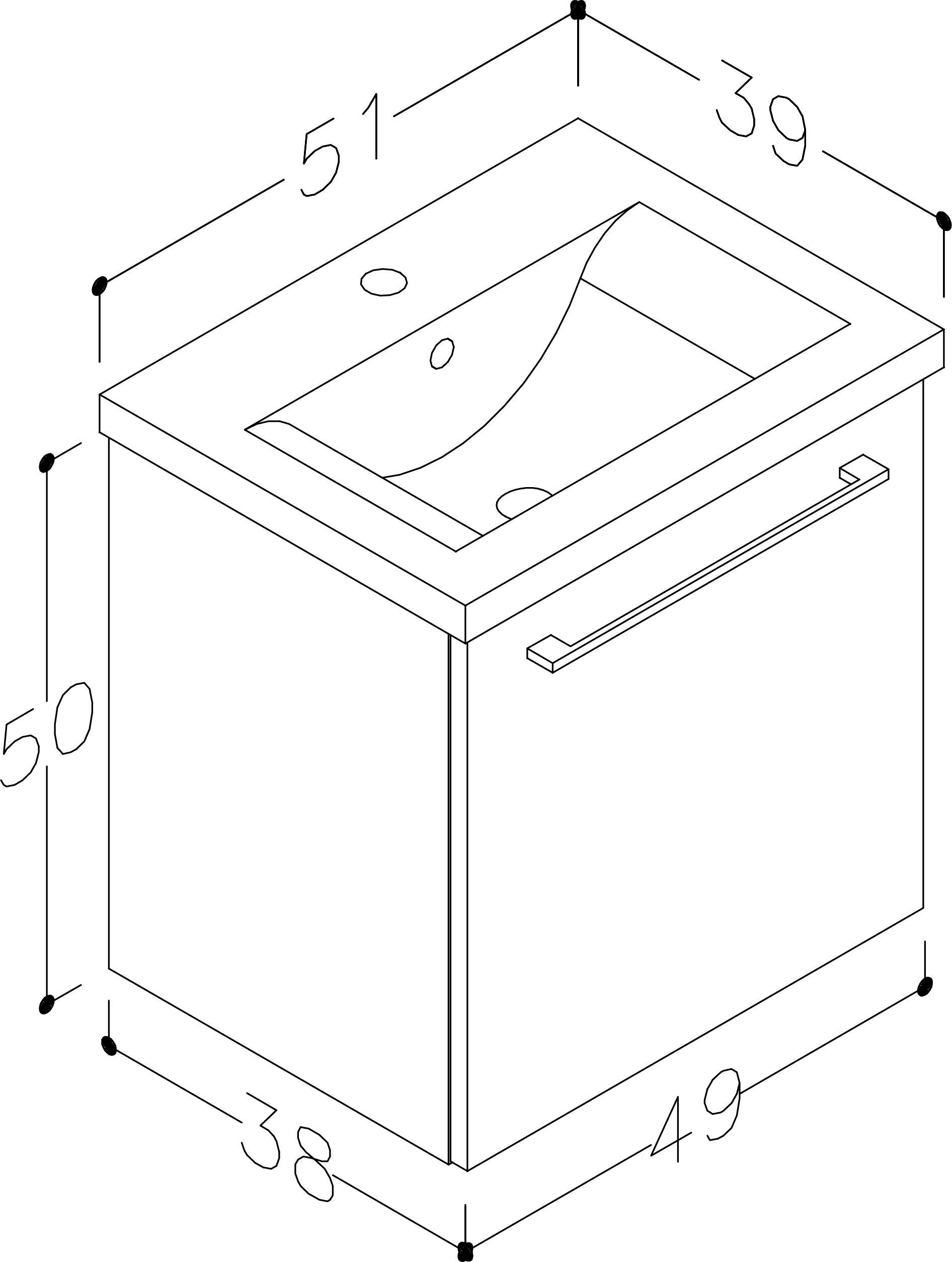 welltime Badezimmer-Set »Scandic«, (Komplett-Set, 2 St., 2-er set: Spiegel und Waschtisch mit 1 Tür), 2in1 - Spiegel & Waschtisch mit Soft-Close, Keramikwaschbecken