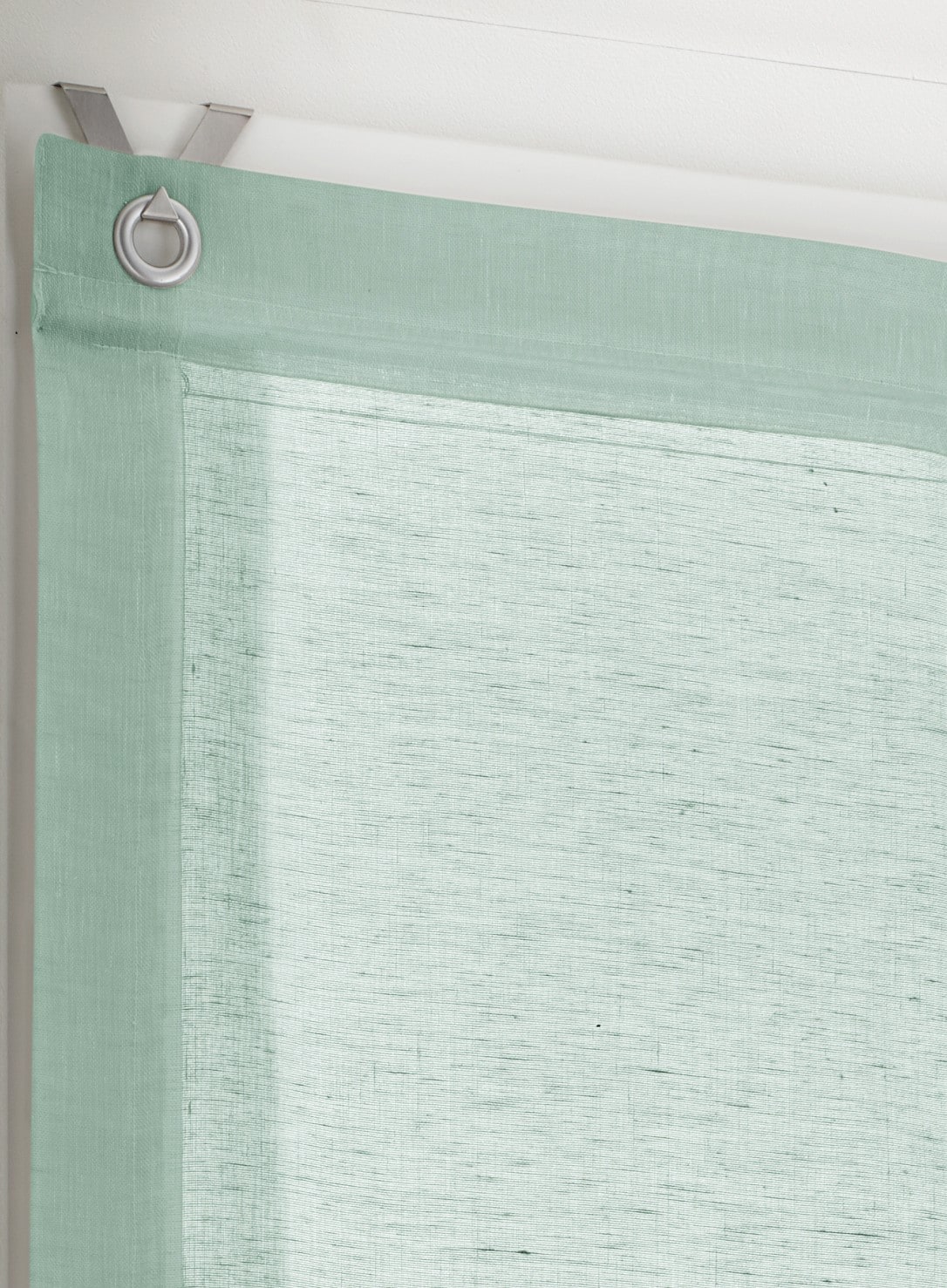Kutti Raffrollo »Brondby« mit Hakenaufhängung ohne Bohren freihängend Leinenoptik lichtfilternd Edelstahlhaken