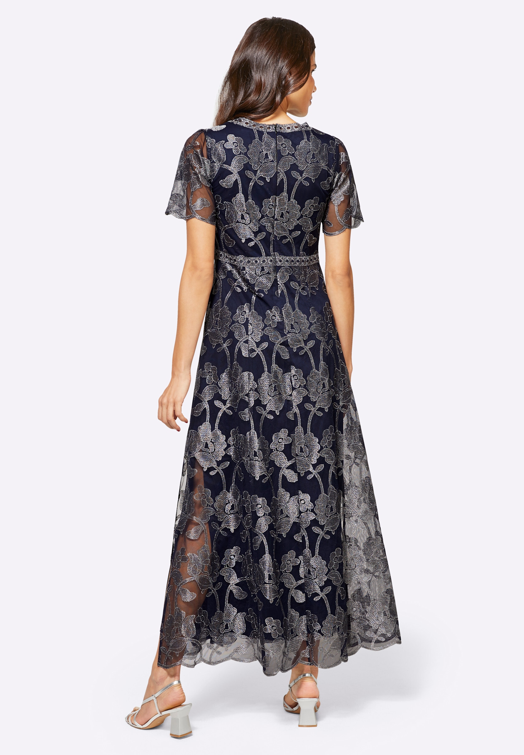 heine Jerseykleid »Abendkleid Abendkleid mit glänzender Blütenstickerei« Ohne Taschen