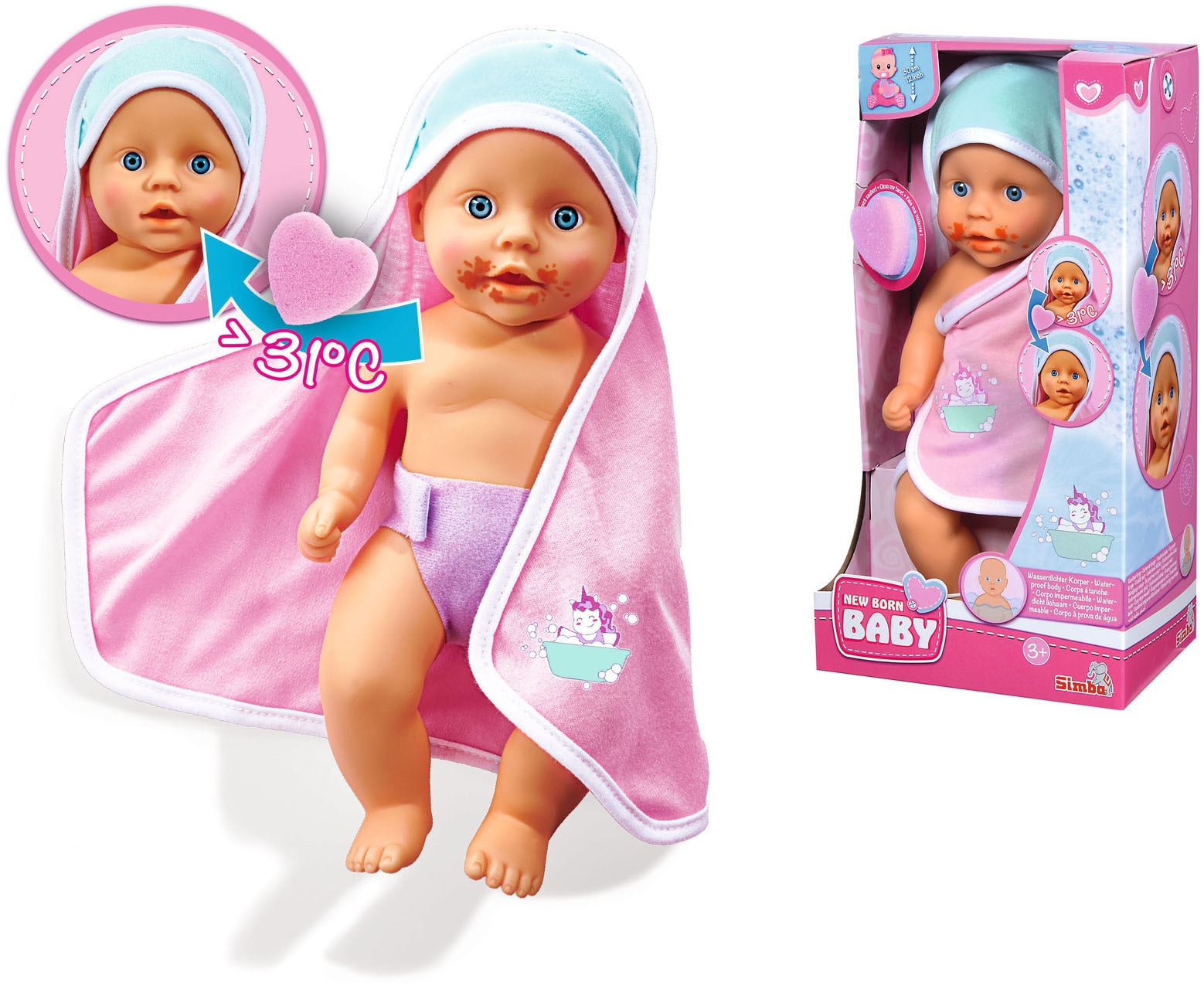 Babypuppe »New Born Baby, Dreckspatz«, badefähig