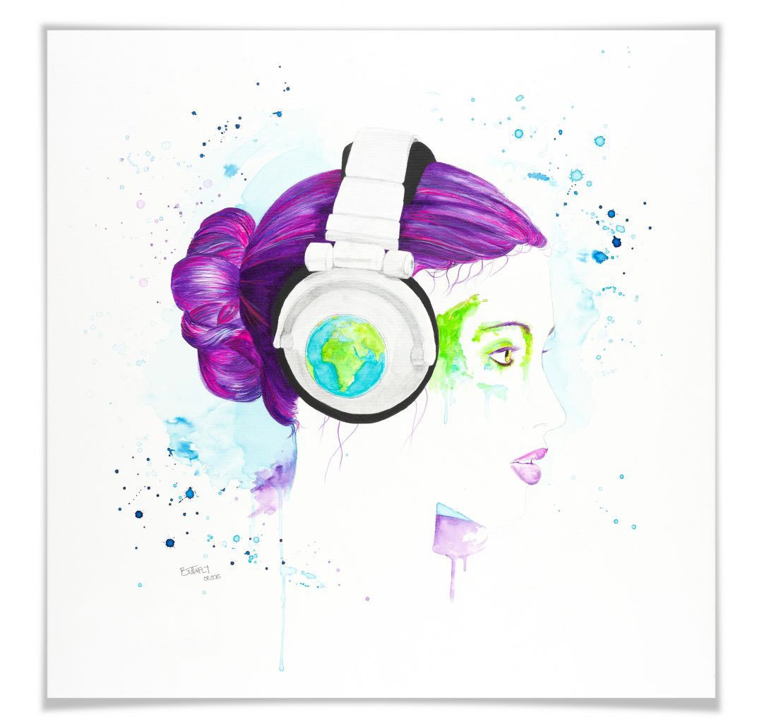 Wall-Art Poster »Listen to the World«, Schriftzug, (1 St.), Poster, Wandbild,  Bild, Wandposter auf Rechnung kaufen