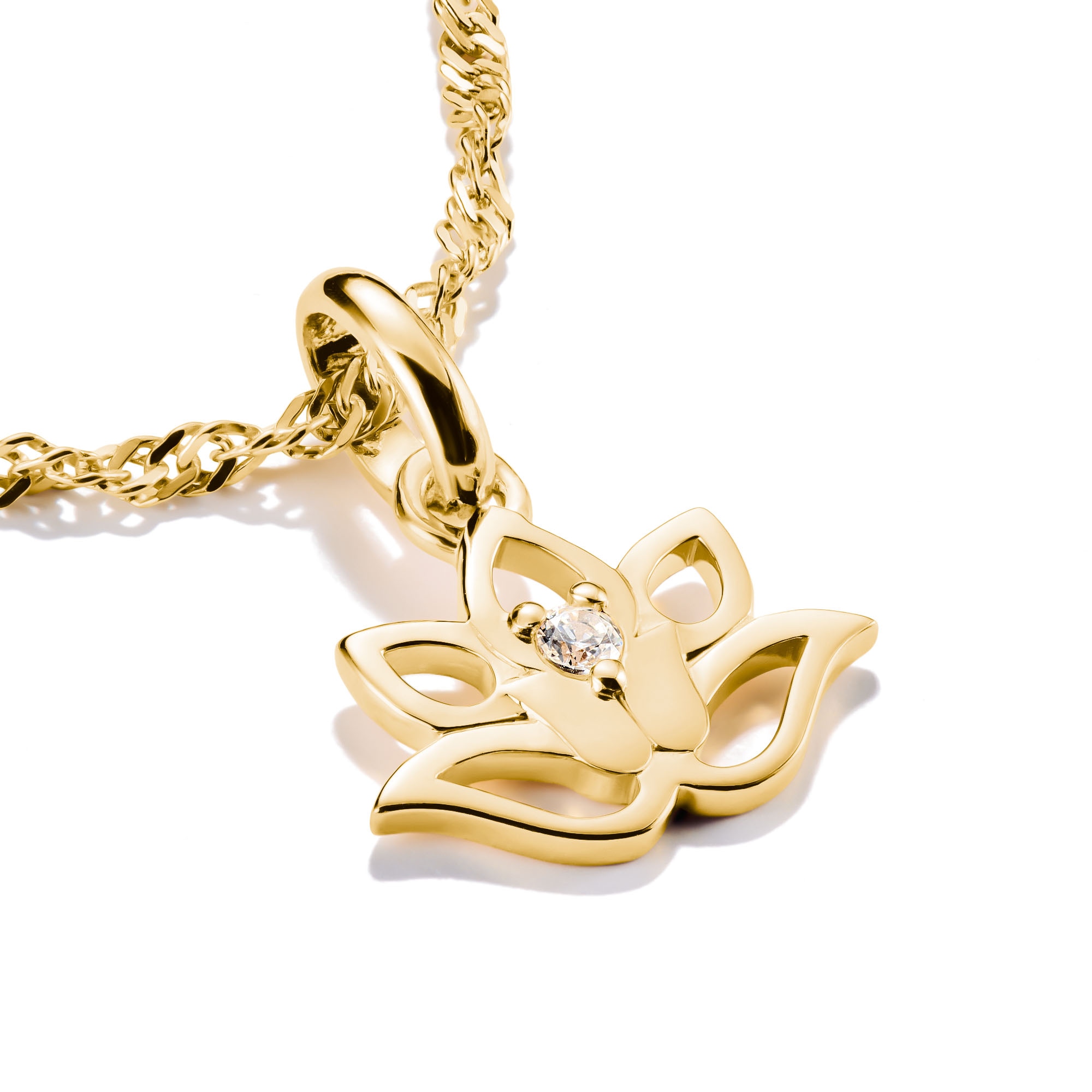 THOMAS SABO Charm-Einhänger »Charm Lotusblüte vergoldet - Connect, CC1204-414-14« mit Zirkonia (synth.)