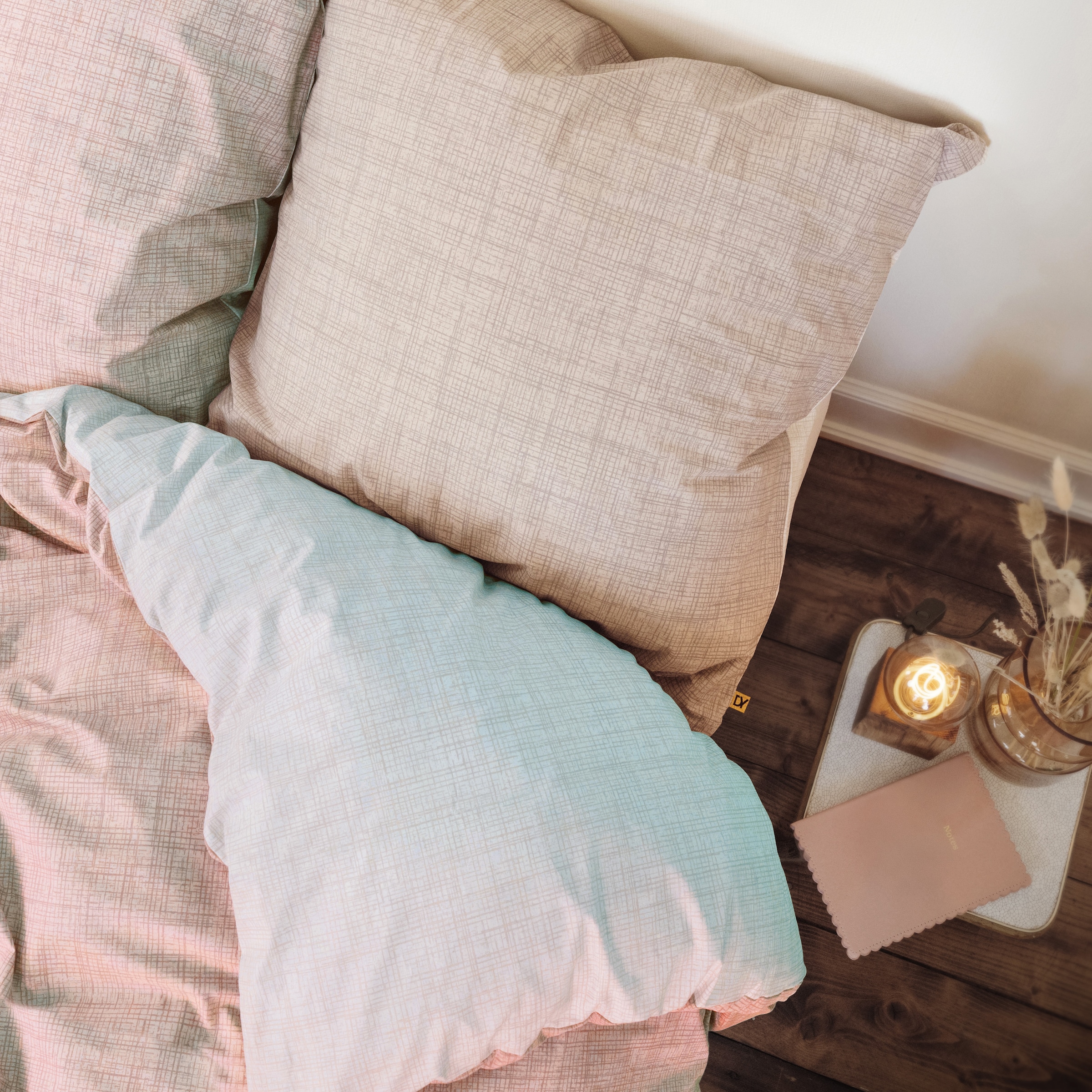 Dyckhoff Wendebettwäsche »Uni« 2 Stk. tlg. Baumwolle, Renforcé, 100x135, Baby, Unifarben Meerblau, Reißverschluss