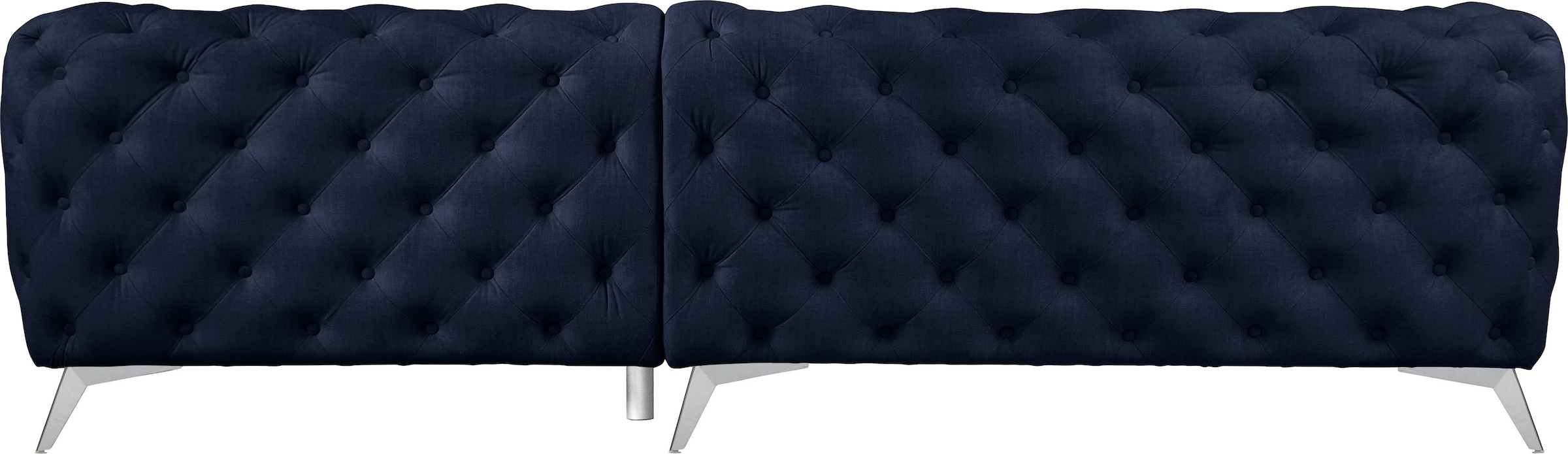 Leonique Chesterfield-Sofa »Ecksofa GLYNIS L-Form mit Wellenunterfederung, Maße B/T/H 264/204/75cm«, aufwändige Knopfheftung, moderne Chesterfield Optik, Fußfarbe wählbar