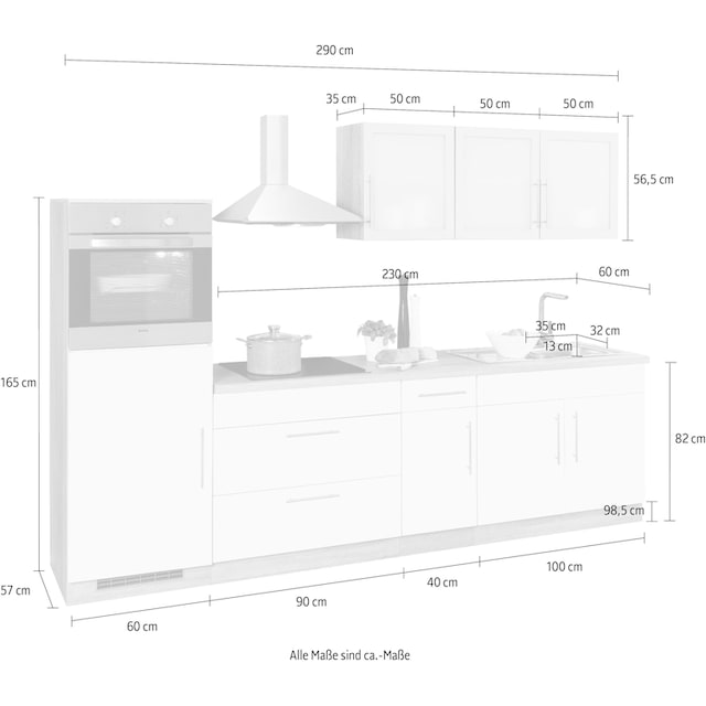 wiho Küchen Küchenzeile »Aachen«, mit E-Geräten, Breite 290 cm auf Raten  kaufen
