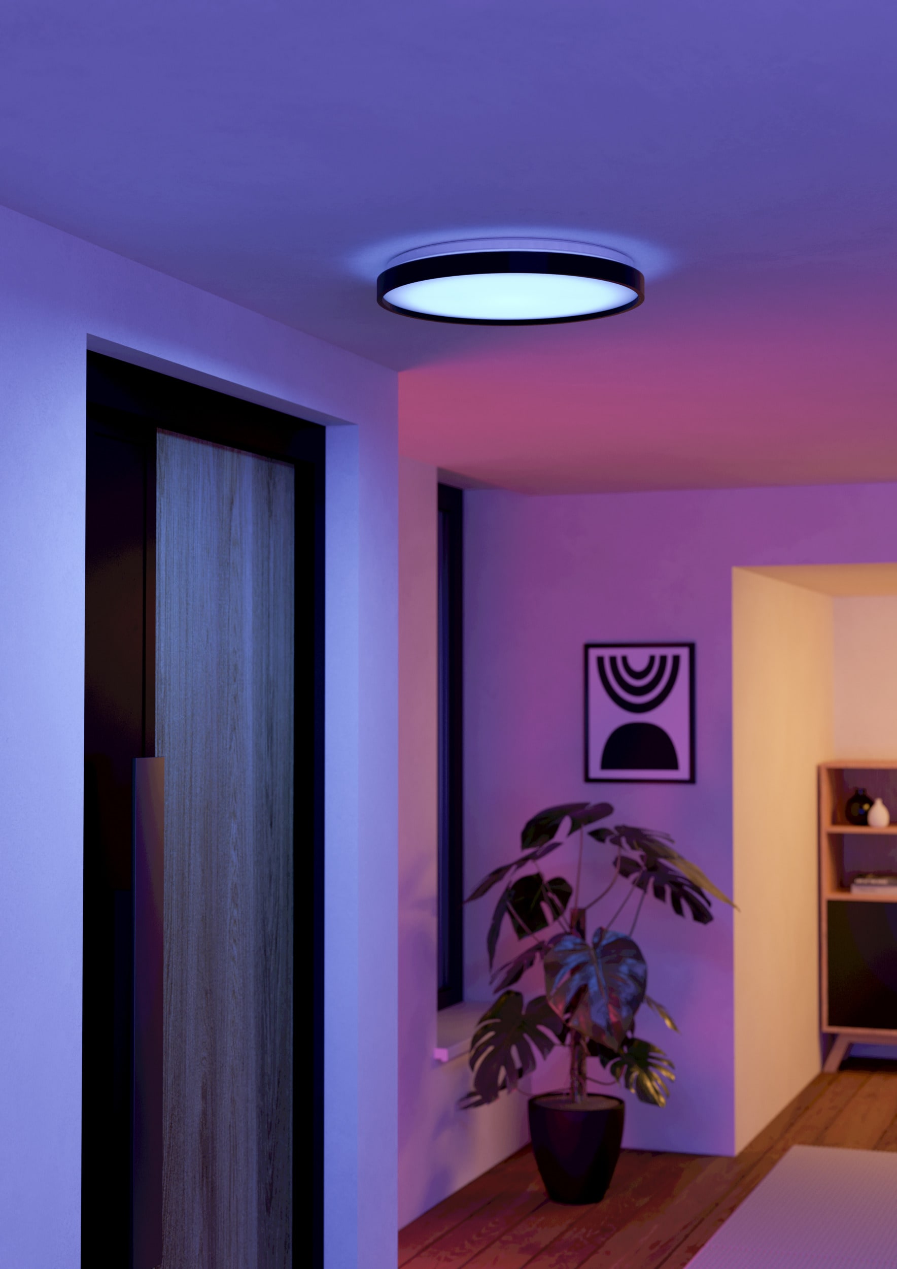 EGLO LED Deckenleuchte »MOZONCILLO-Z Deckenlampe, Disco-Modus, ZigBee 3.0, Wohnzimmerlampe« LED-Modul 1 Stk. RGB | warmweiß - kaltweiß Fernbedienung inkl., App / Sprachsteuerung Alexa, H: 6,5cm x D: 40 cm