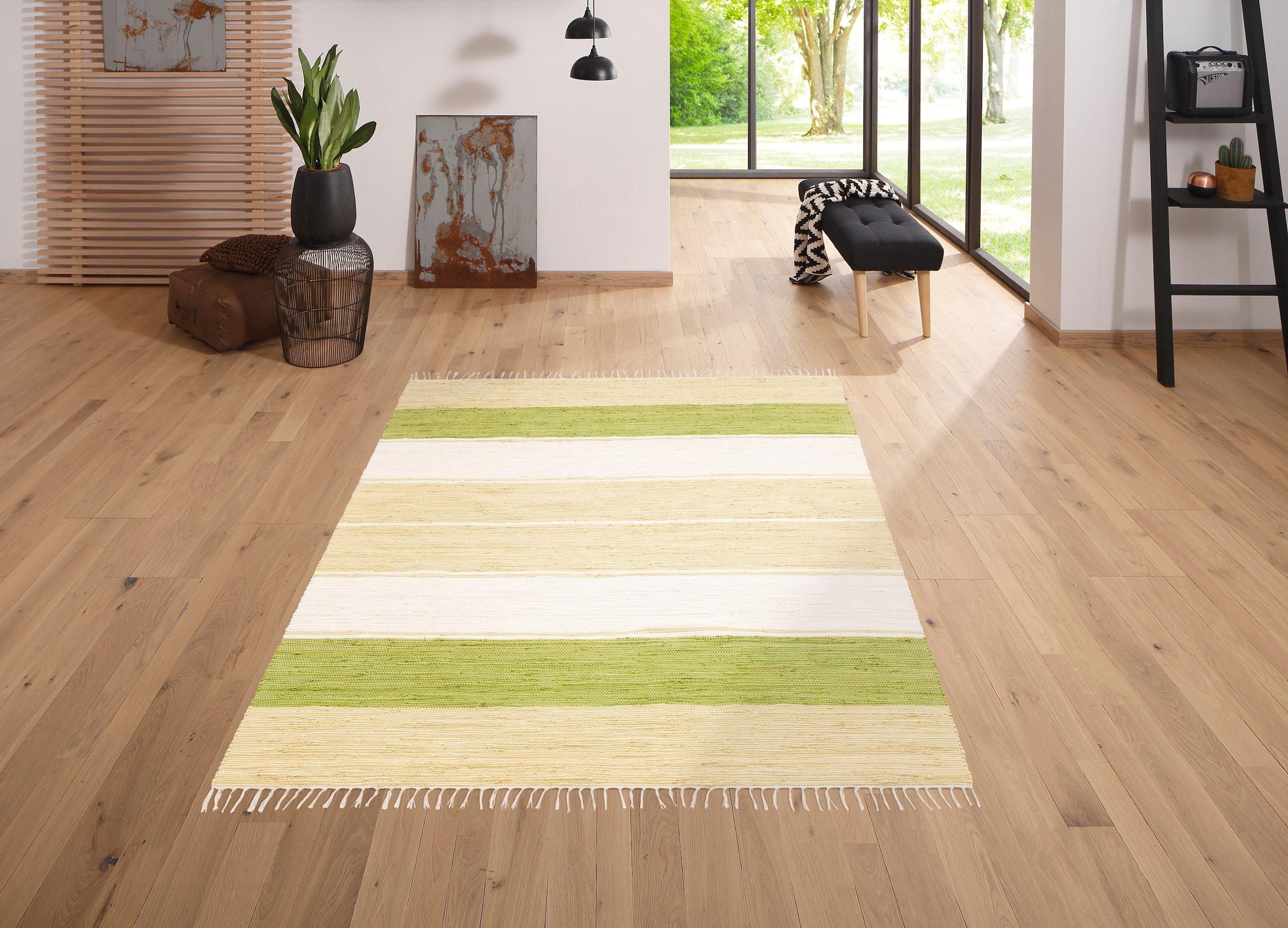 my home Teppich »Melina«, rechteckig, 5 mm Höhe, handgewebt, waschbar bei 30 Grad, ideal im Wohnzimmer & Schlafzimmer
