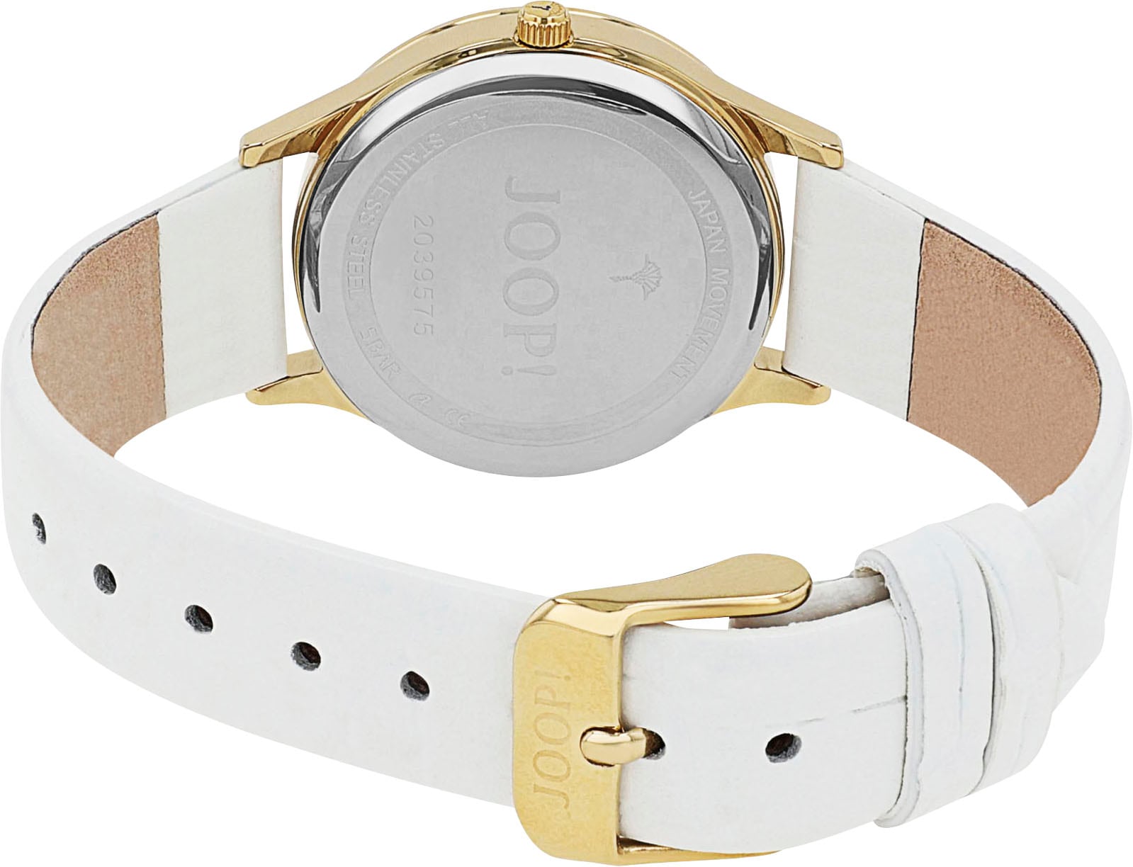 JOOP! Quarzuhr, Armbanduhr, Damenuhr, Lederarmband, analog,Zirkonia (synth.),Mondphase
