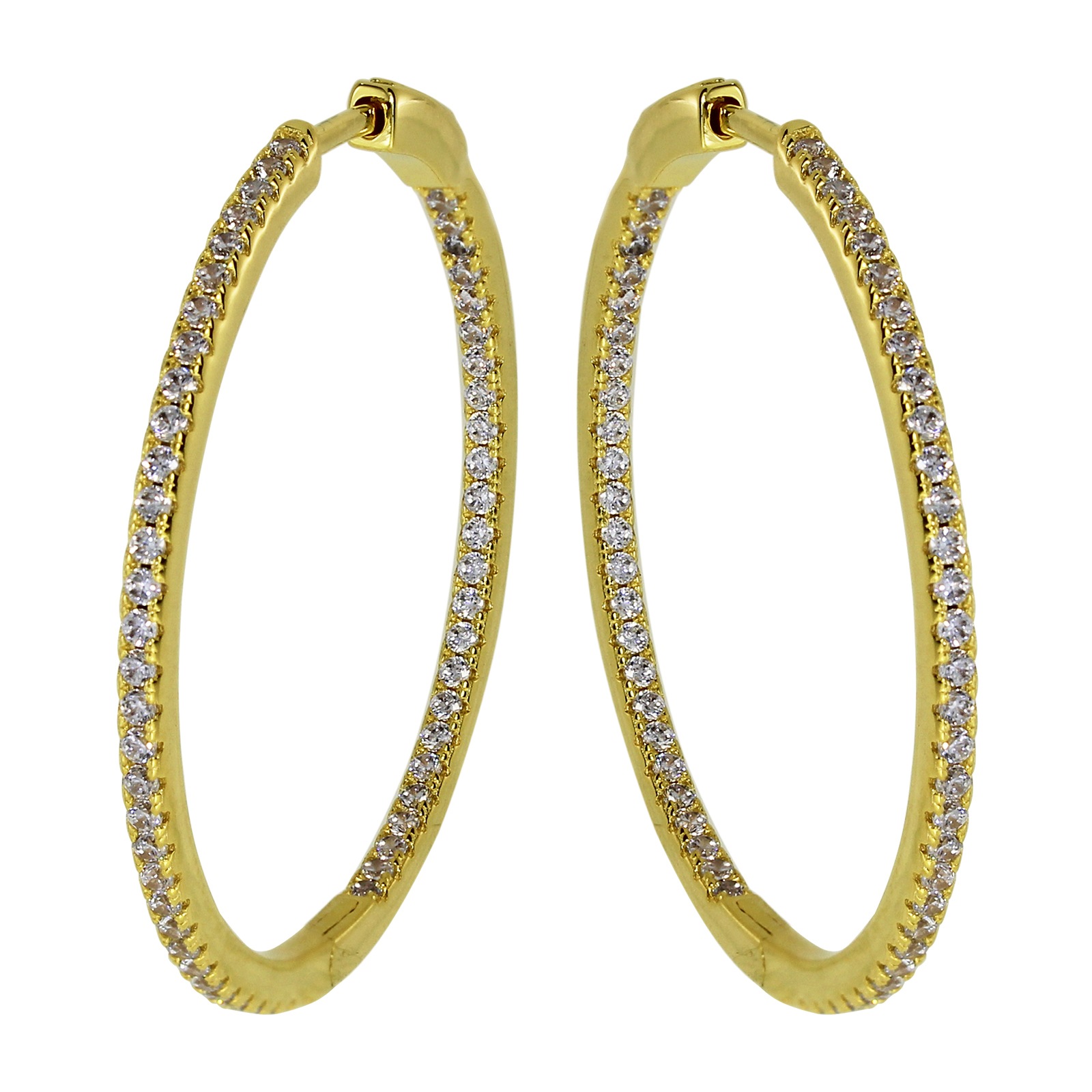 OSTSEE-SCHMUCK Klappcreolen »- Simone 40 mm - Silber 925/000, vergoldet - Zirkonia«