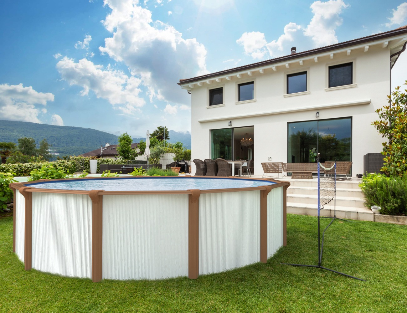 KWAD Rundpool »Green line Evolution«, (Komplett-Set, 10 tlg.), 4,6x1,32 white- wood Folie in blau, sand oder grau erhältlich