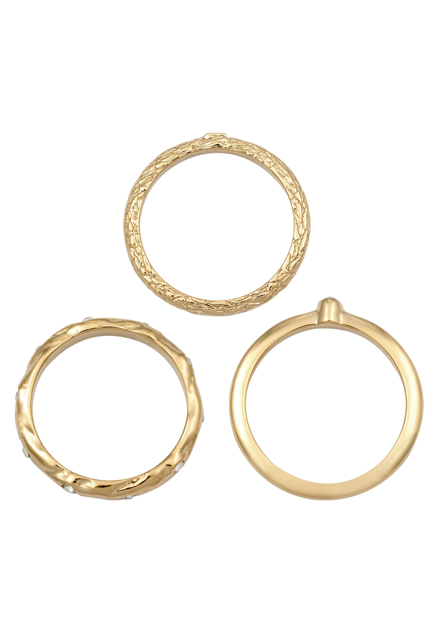 Elli Ring-Set »Ring Ringset Glas Kristalle Weiß (3 tlg.) 925 Sterling Silber«