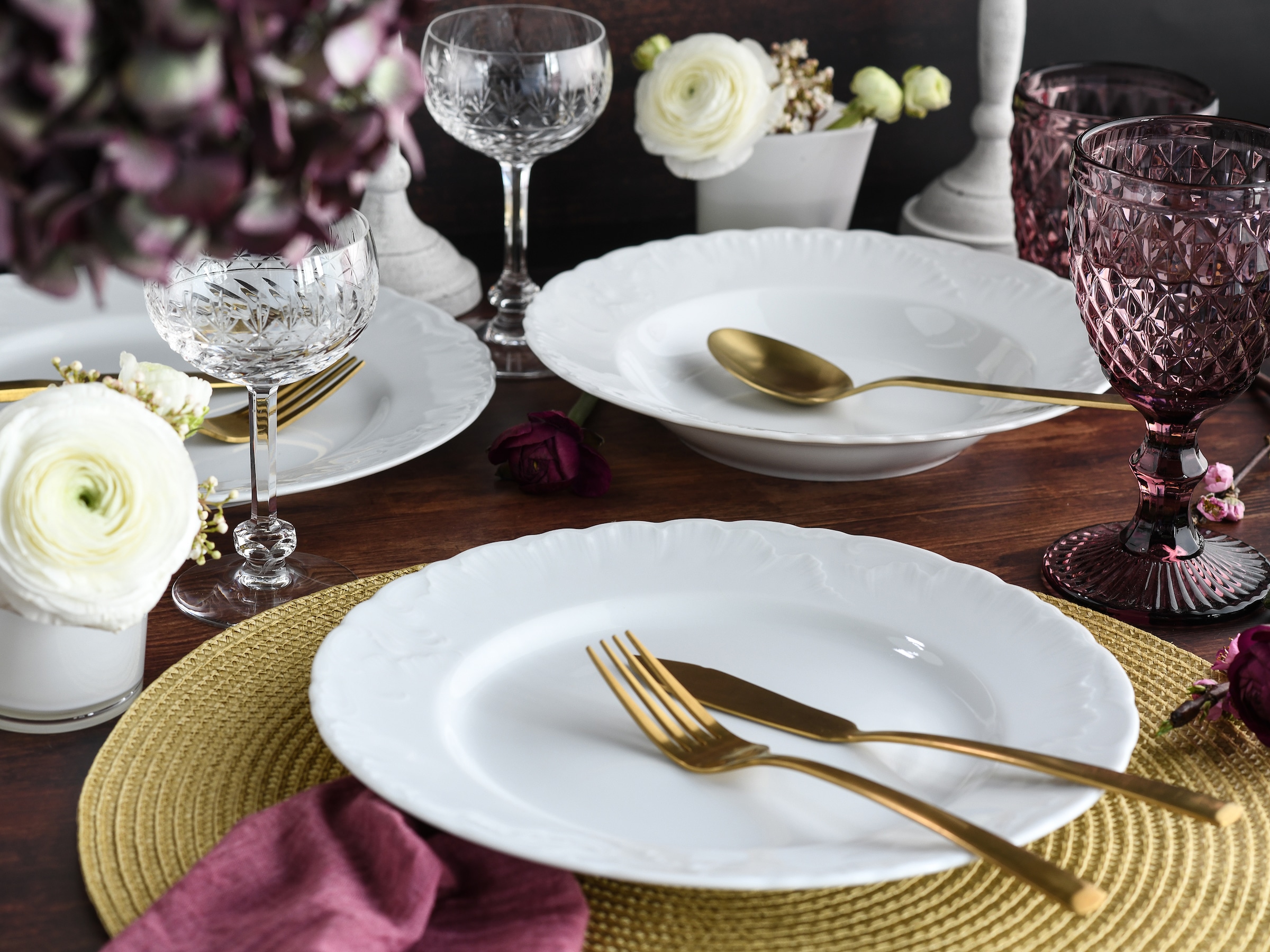 CreaTable Tafelservice »Rokoko, Service 12-tlg.« Teller Set, Daily Use, Zeitlos