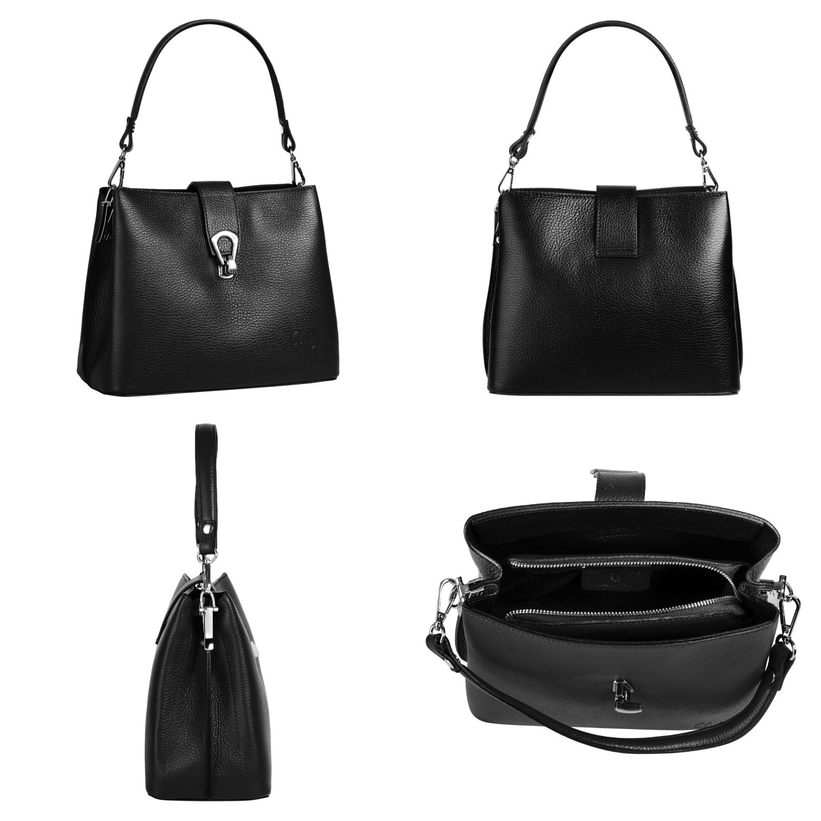 Cluty Umhängetasche, echt Leder, Made in Italy