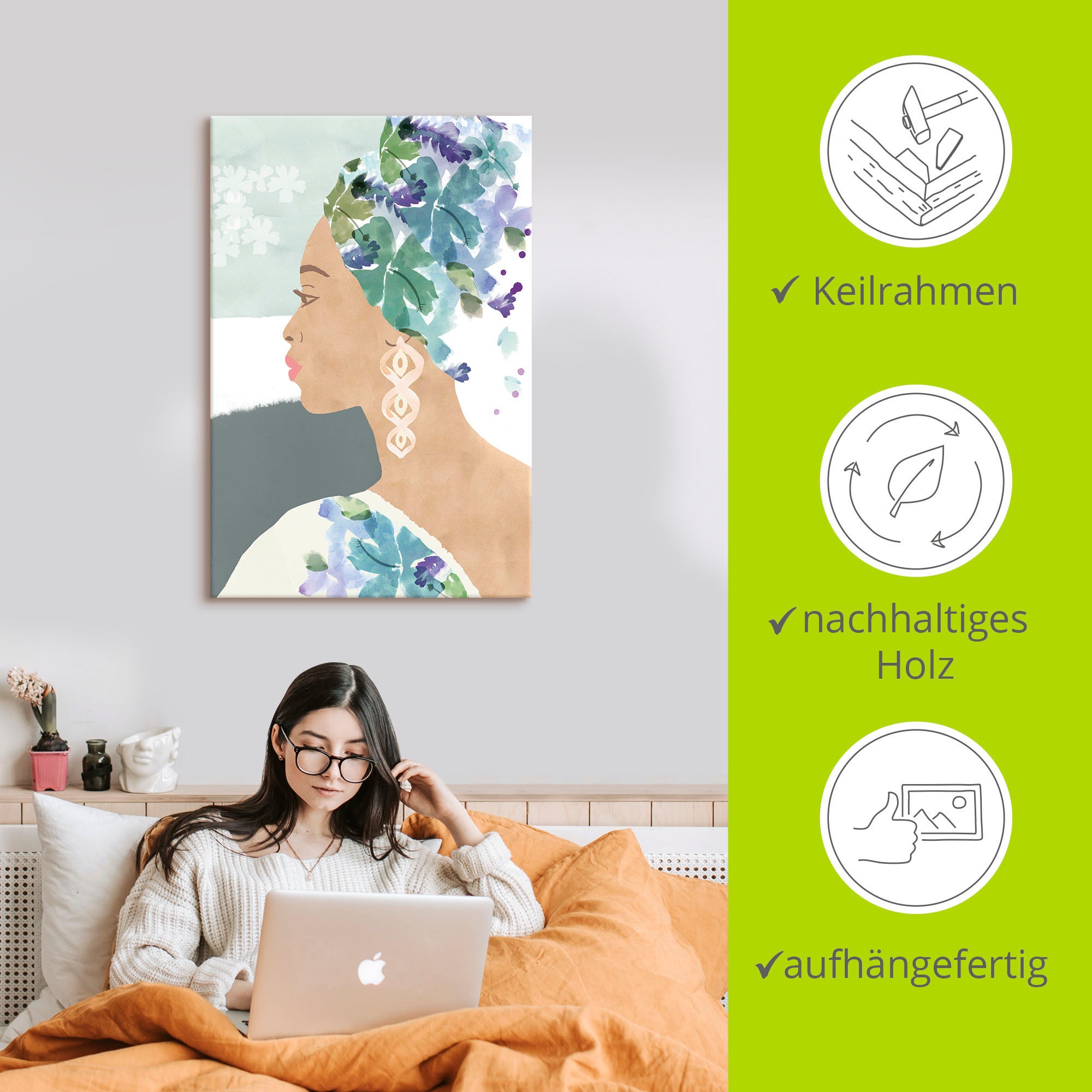 Artland Wandbild »Ava in voller Blüte«, Bilder von Frauen, (1 St.), als Alubild, Leinwandbild, Wandaufkleber oder Poster in versch. Größen
