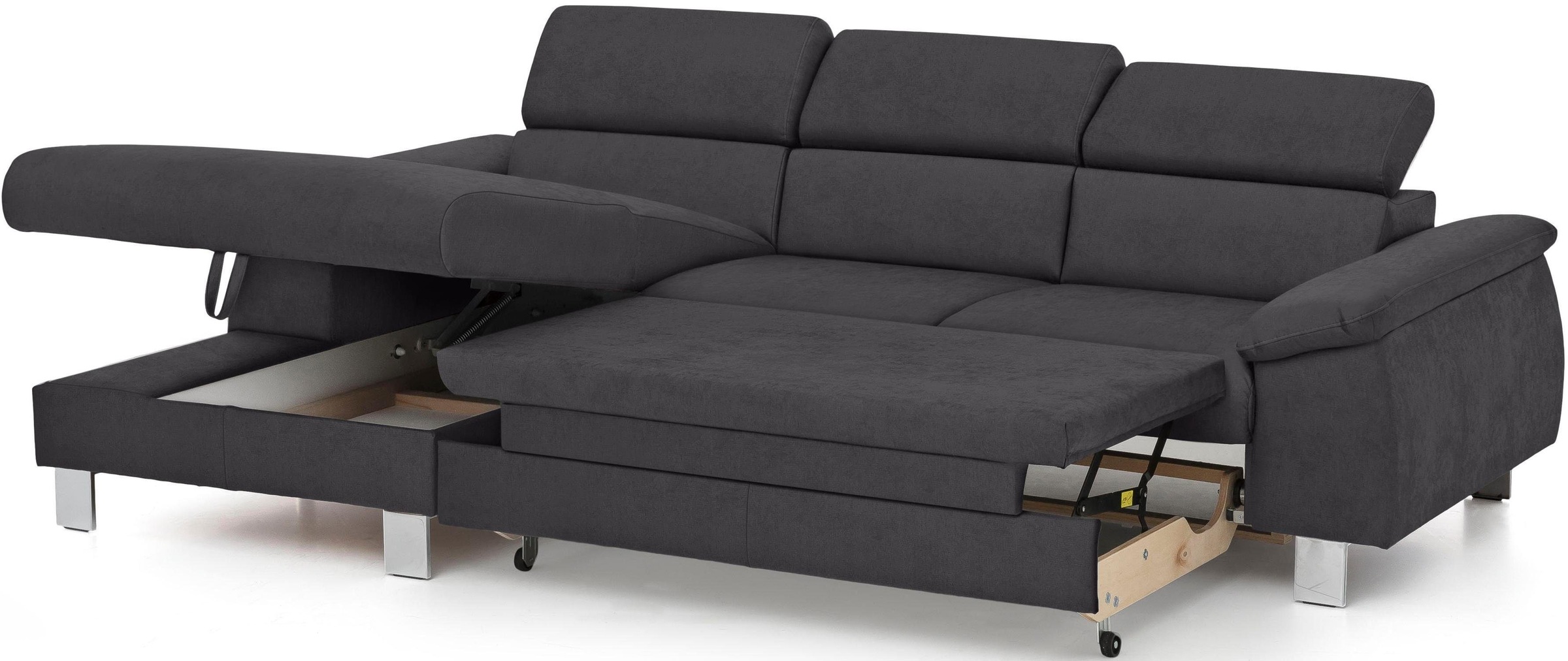 COTTA Polstergarnitur »Komaris L-Form«, (Set), Set bestehend aus: Ecksofa mit Kopfteilverstellung & Hocker