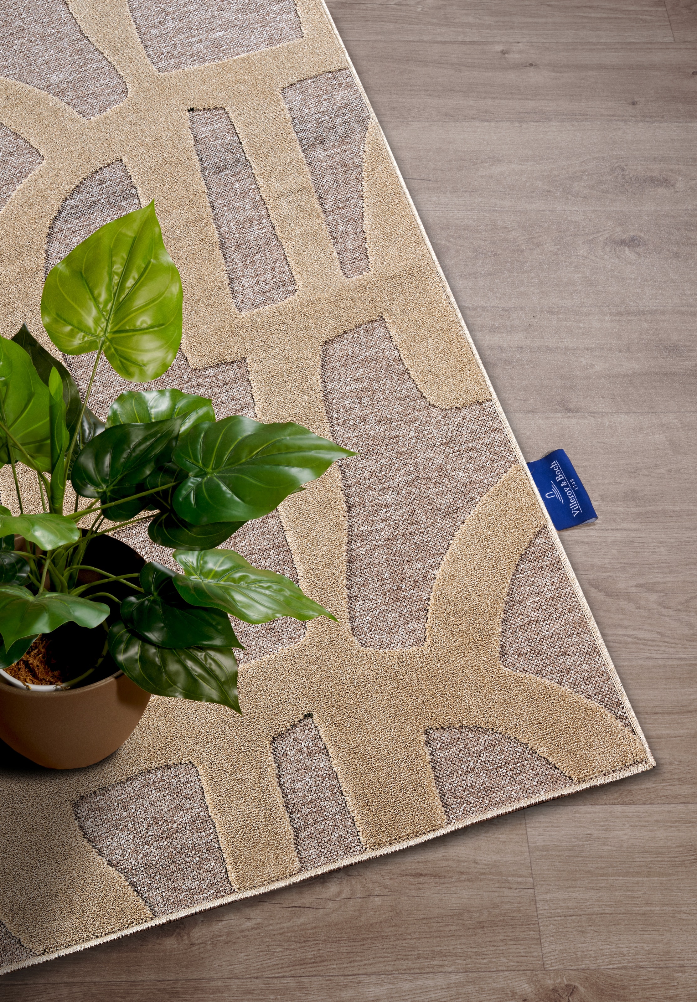 Villeroy & Boch Teppich »Therese« rechteckig 5,5 mm Höhe Wohnzimmer, Schlafzimmer, Modern, Hoch-Tief Effekt, Flur