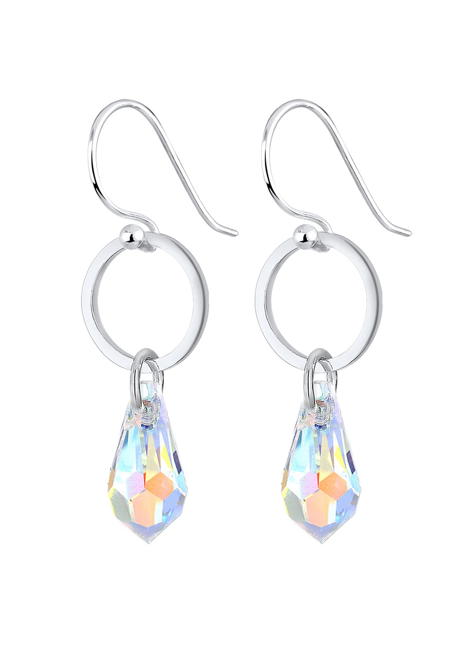 Elli Paar Ohrhänger »Ohrringe Ohrhänger lang Tropfen Glas Kristalle Weiß 925 Sterling Silber«
