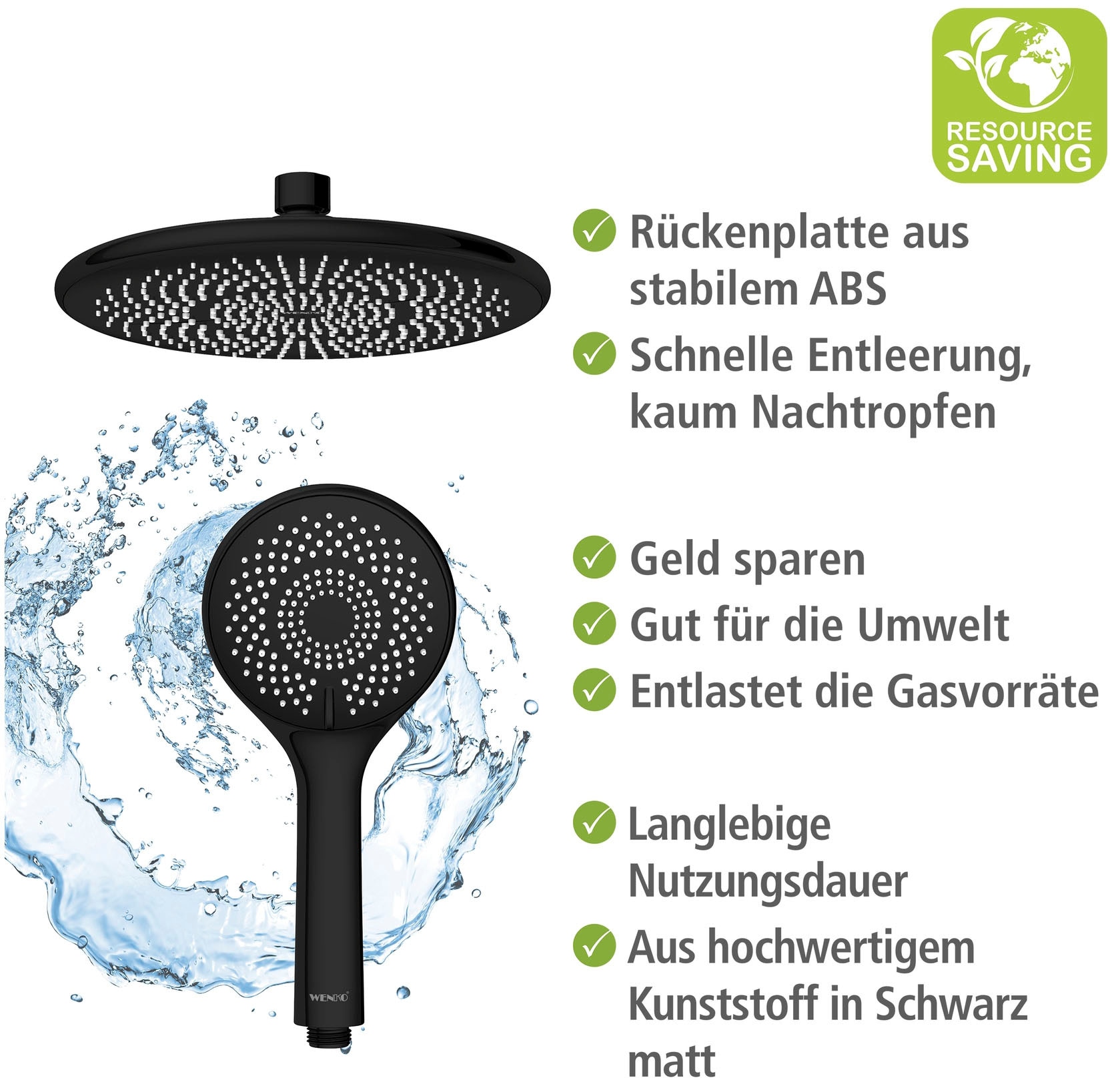 WENKO Duschsystem »Watersaving«, einfacher Anschluss an bestehende Armatur oder Wandanschlussbogen