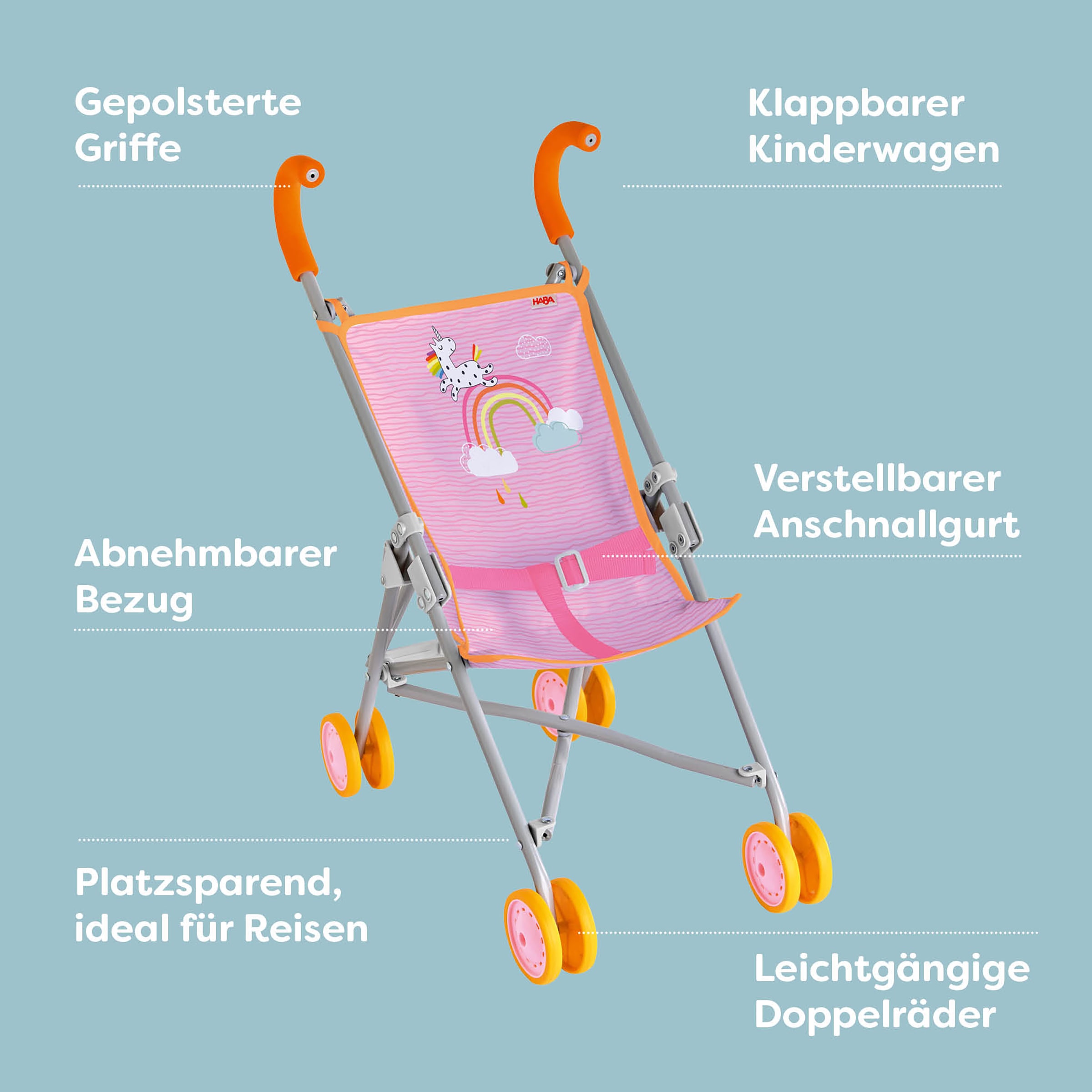 Haba Puppenbuggy »Regenbogen, rosa«