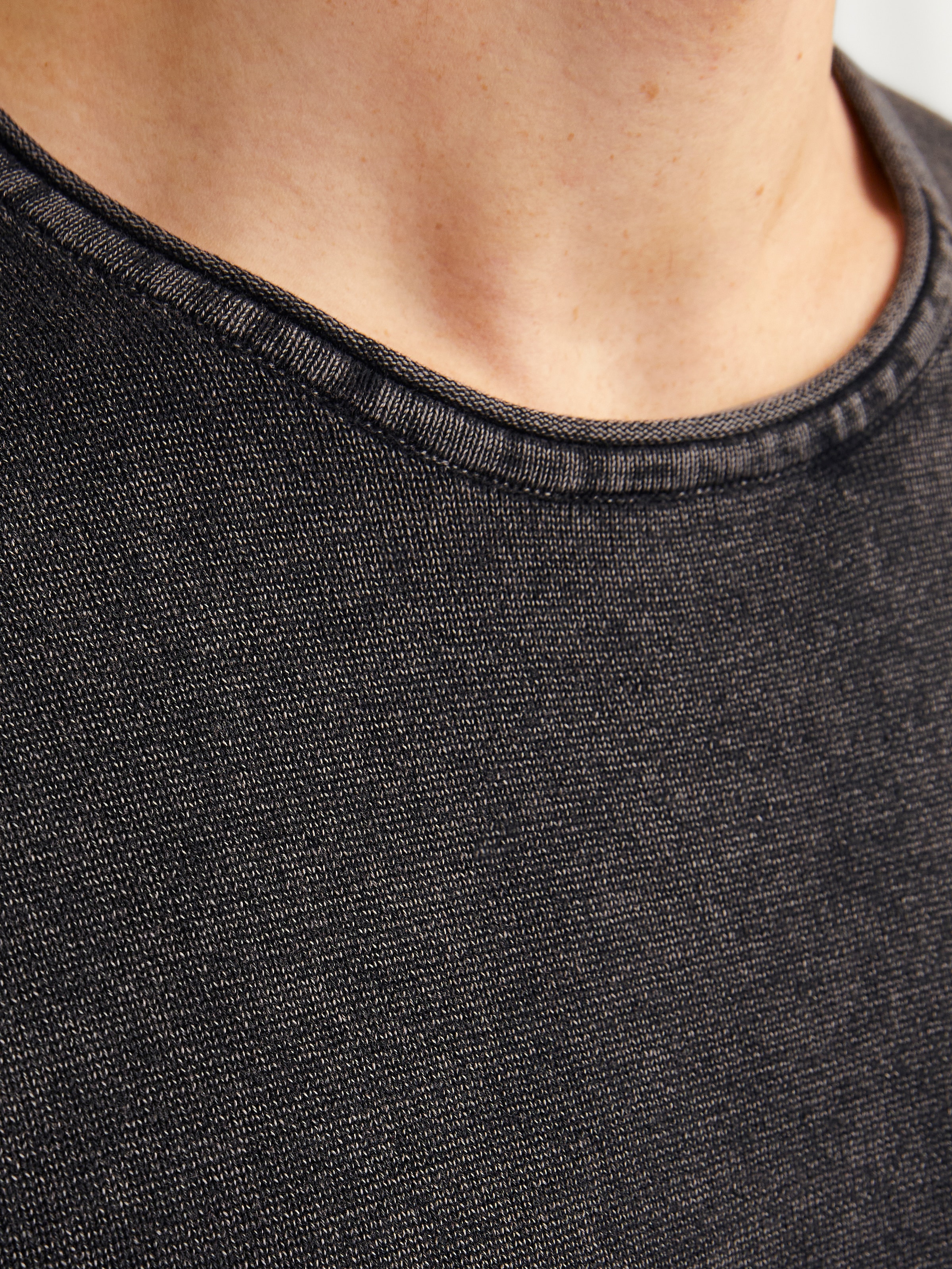 Jack & Jones Rundhalspullover »JJELEO aus pflegeleichter Baumwollqualität« unifarben, modisch, schmal, Baumwolle, Rundhals