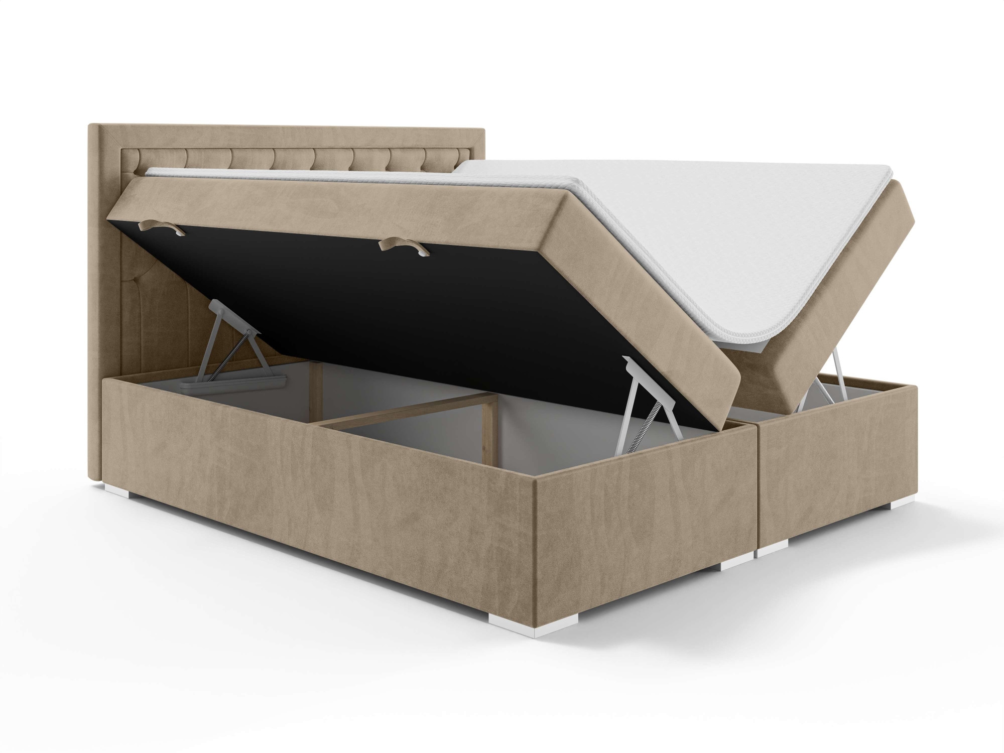 Leonique Polsterbett »SACY mit Matratze und Topper, in 2 Breiten (160 und 180 cm)«, Boxspringbett mit Kopfteil, Bettkasten, Matratze (BFK/TFK) und Topper