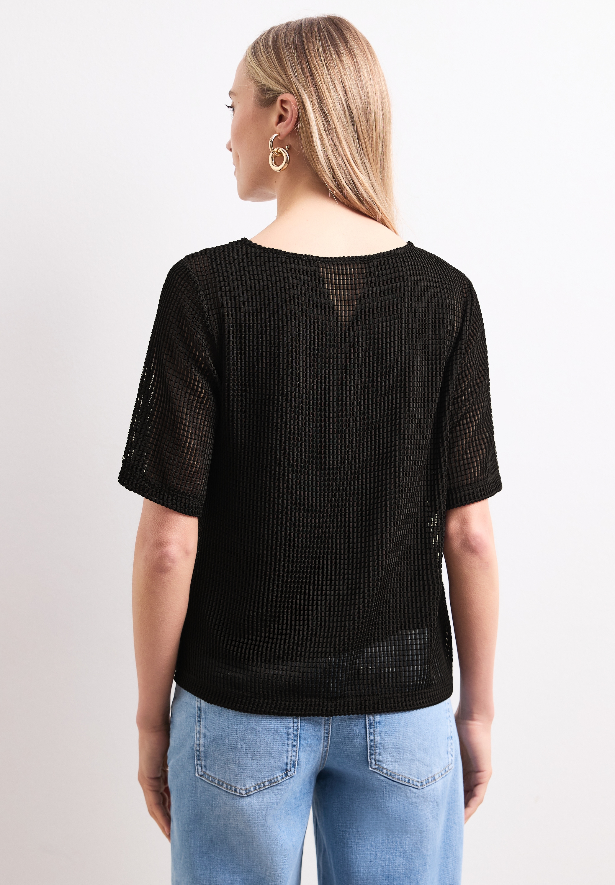 STREET ONE 2-in-1-Shirt Sommershirt aus Mesh mit U-Boot-Ausschnitt
