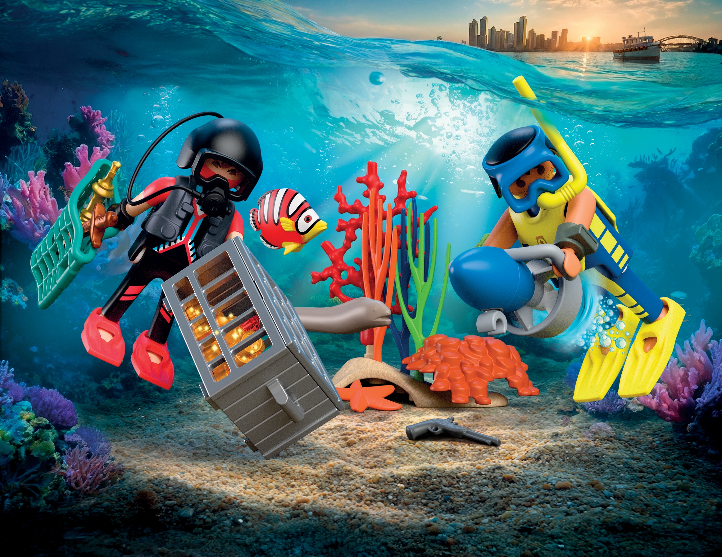 Playmobil® Konstruktions-Spielset »Polizeitaucher mit Schatz (72078), City Action« Made in Europe