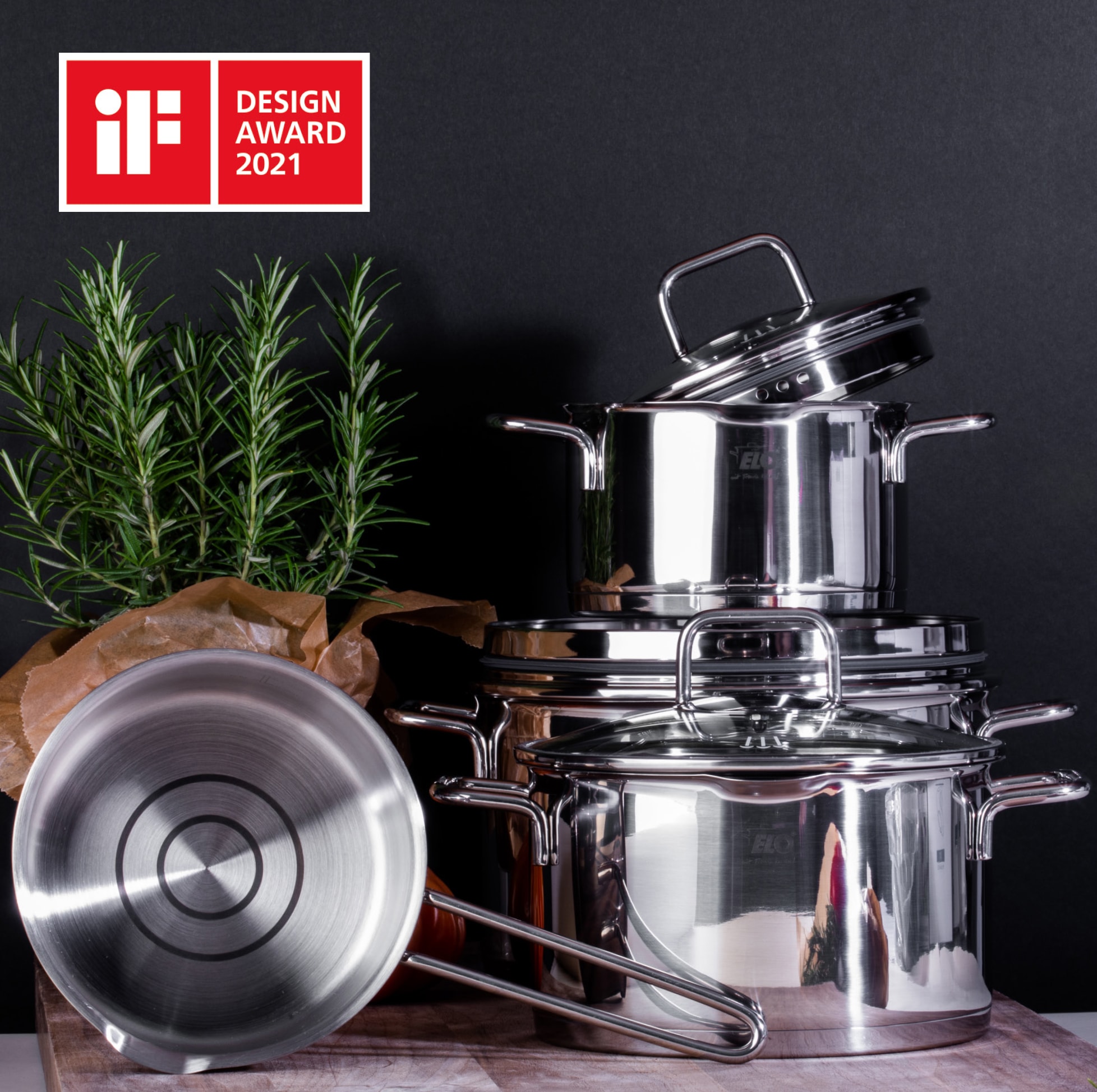 Elo Topf-Set »Smart Steam«, Edelstahl 18/10, (Set, 12 tlg., Fleischtopf 16/20/24 cm, 1x Kasserolle 16 cm, je 1 Bratpfanne 24/28 cm), Öl-Dosier System & seitlichem Ausguss zur Dampfableitung, Induktion