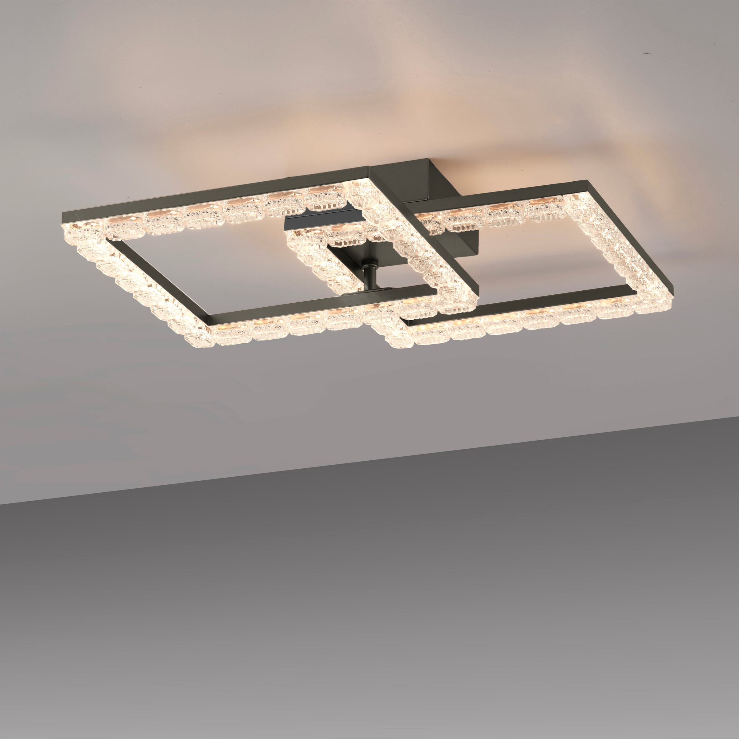 JUST LIGHT LED Deckenleuchte »GLITRA« LED-Board 1 Stk. Warmweiß Rahmen drehbar, 3000K Leuchtmittel, Kristallabdeckung