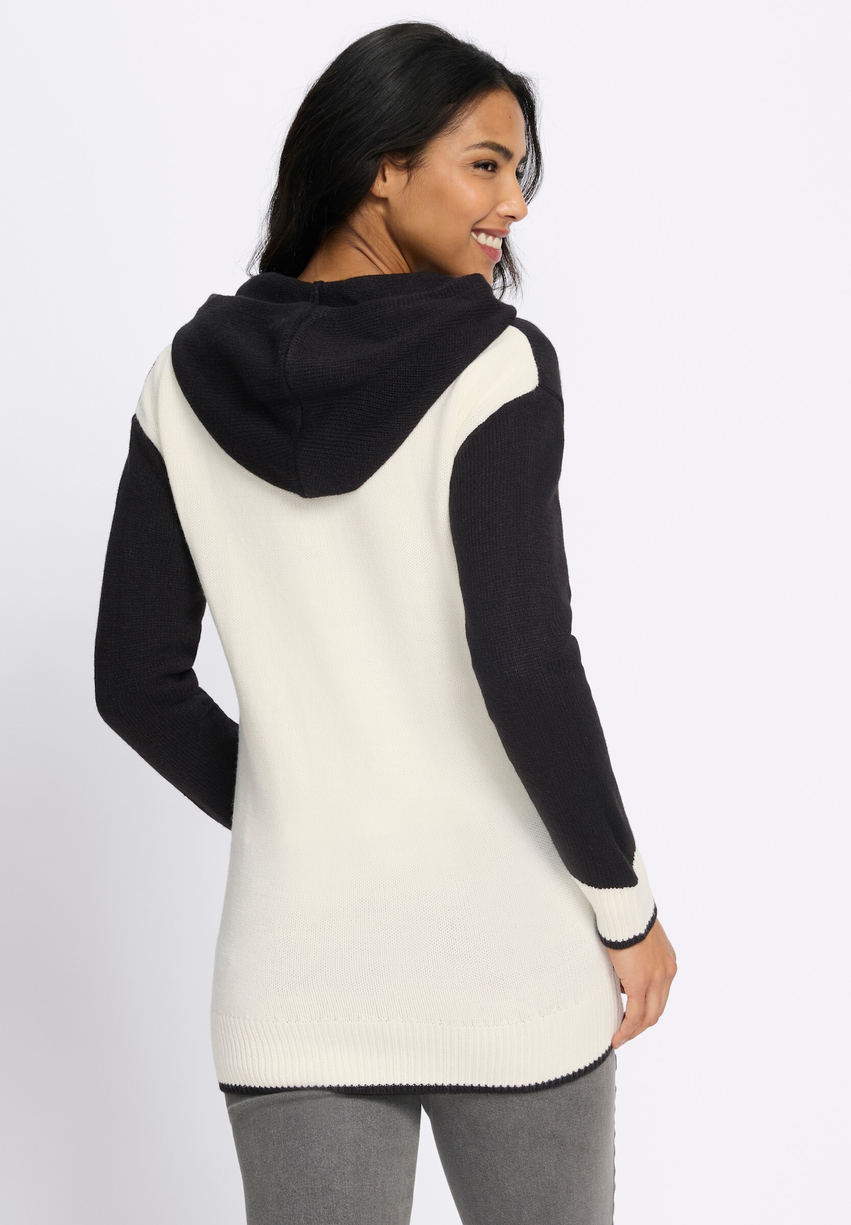 Sieh an! Strickjacke »Long-Strickjacke Longstrickjacke mit Kontrasten«